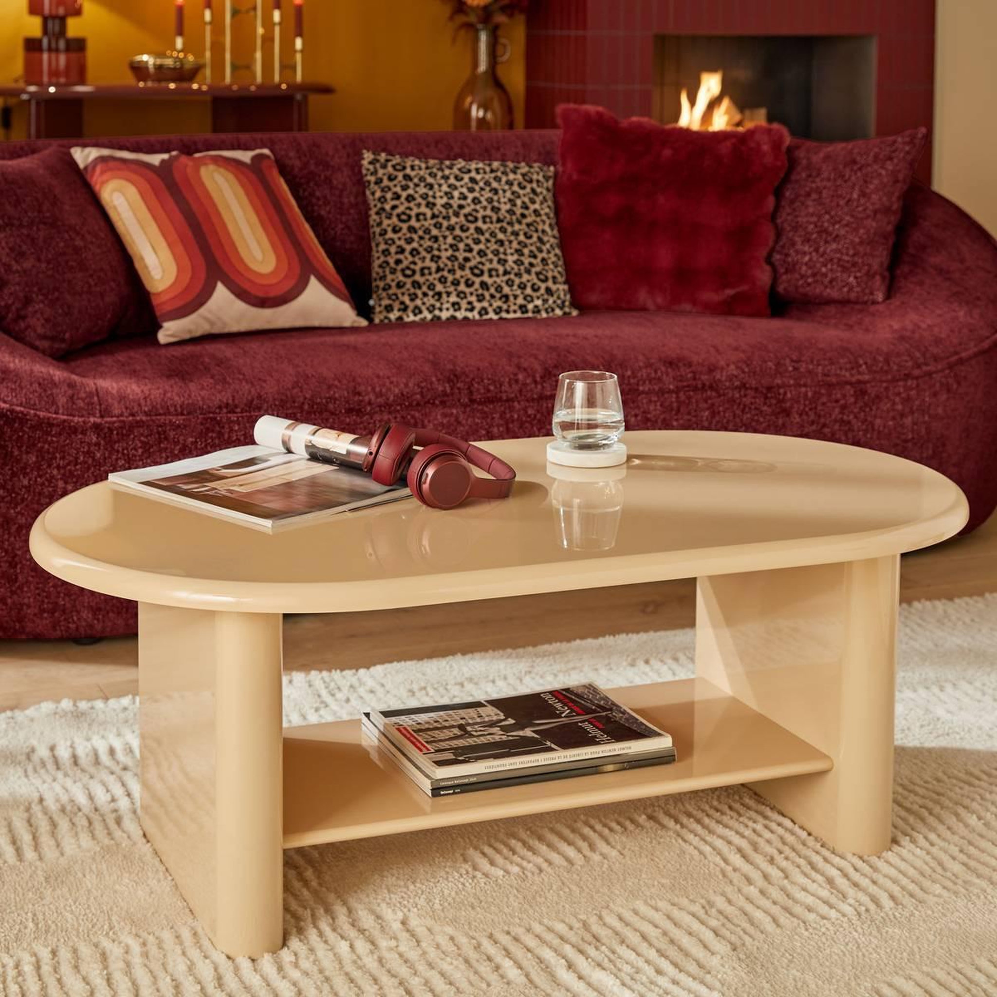 Voir la diapositive 5 : ATMOSPHERA Table basse avec étagère  douglas  110cm beige