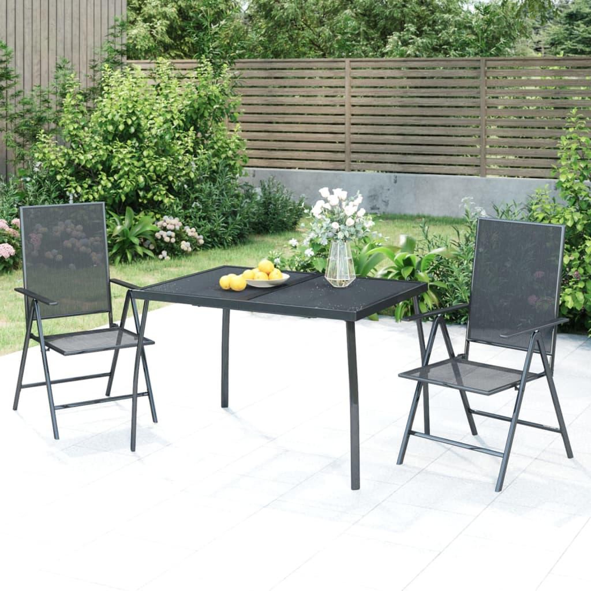 Voir la diapositive 1 : VIDAXL Ensemble a manger de jardin 3 pcs anthracite acier