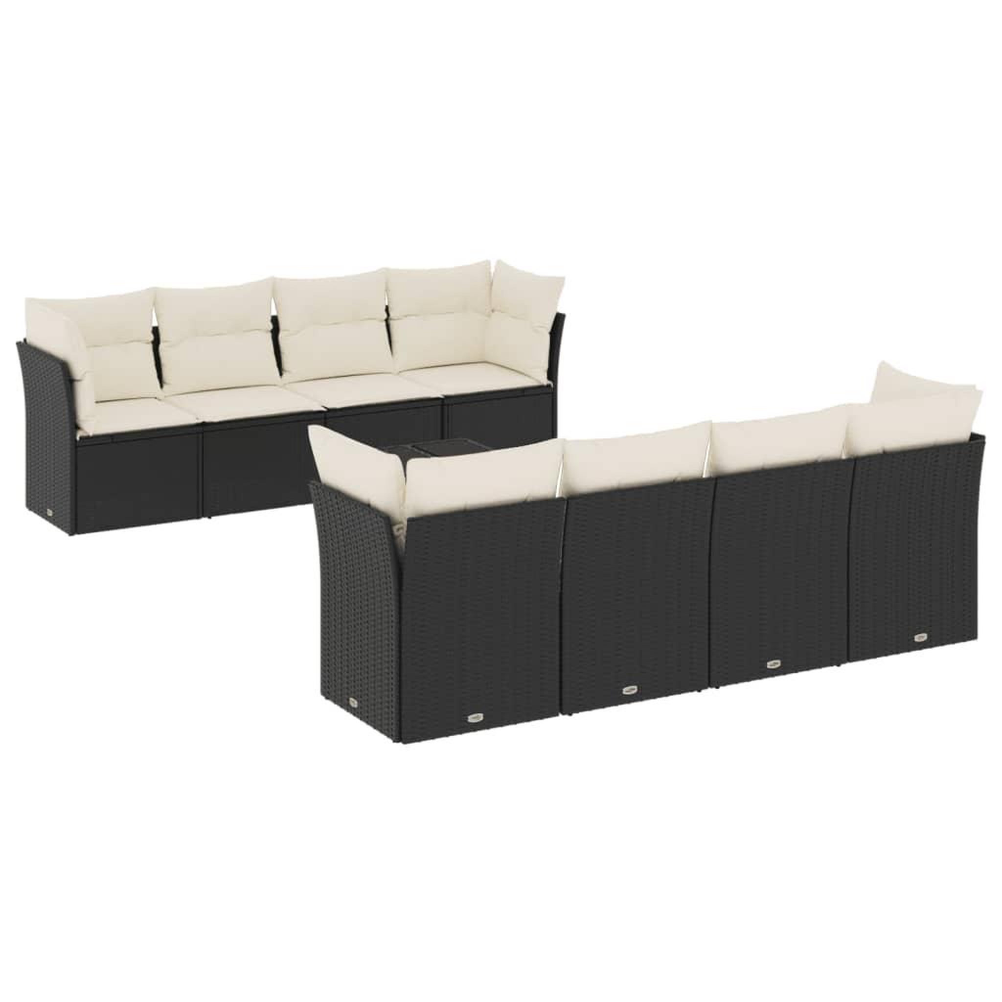 Voir la diapositive 2 : VIDAXL Salon de jardin 9 pcs avec coussins noir resine tressee