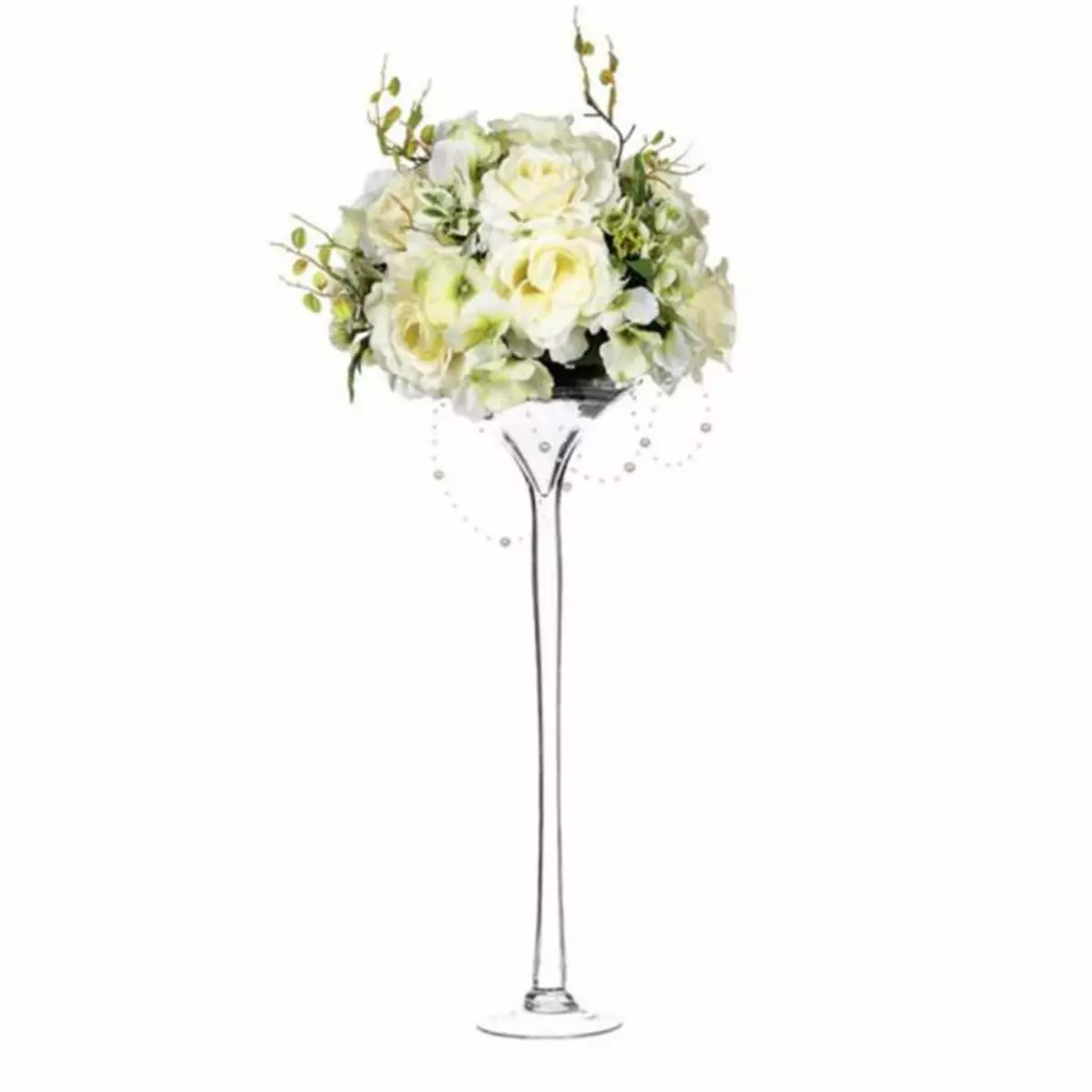 ATMOSPHERA Composition Florale  Rose  64cm Blanc