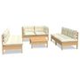 Voir la diapositive 2 : VIDAXL Salon de jardin 7 pcs avec coussins creme bois de pin massif