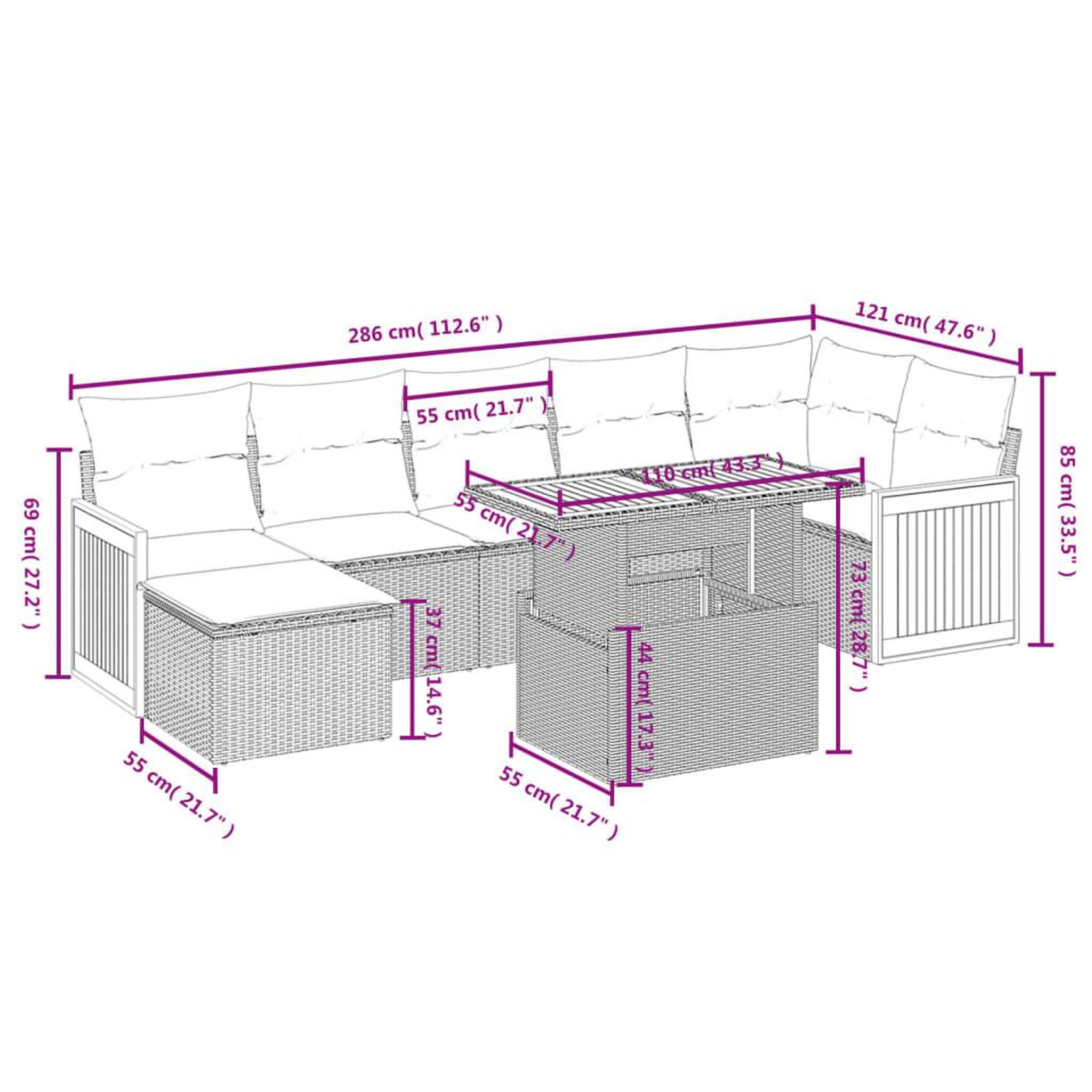 Voir la diapositive 4 : VIDAXL Salon de jardin 8 pcs avec coussins noir resine tressee