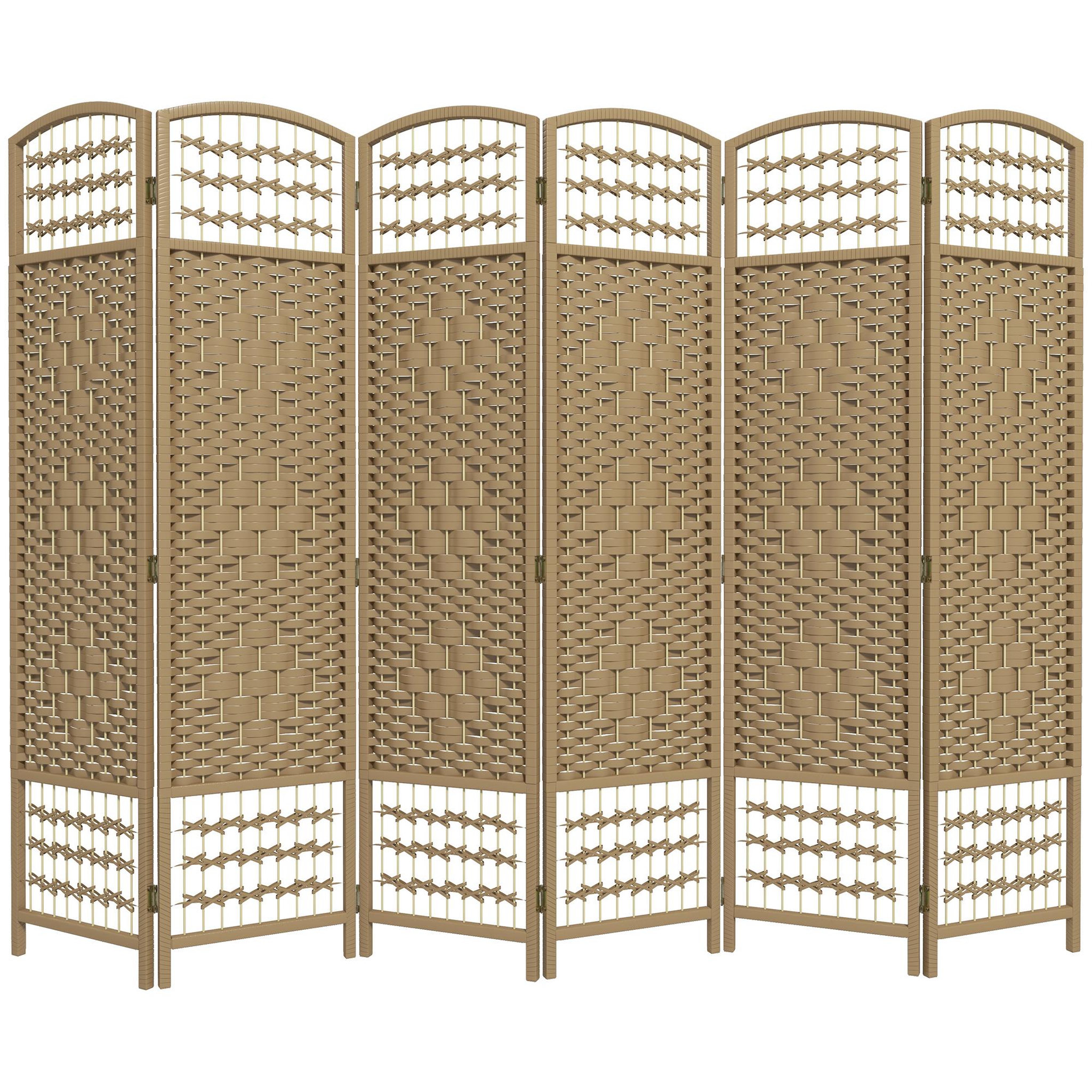 Voir la diapositive 5 : HOMCOM Paravent intérieur 6 panneaux pliables séparateur de pièce bois fibres tressées naturel