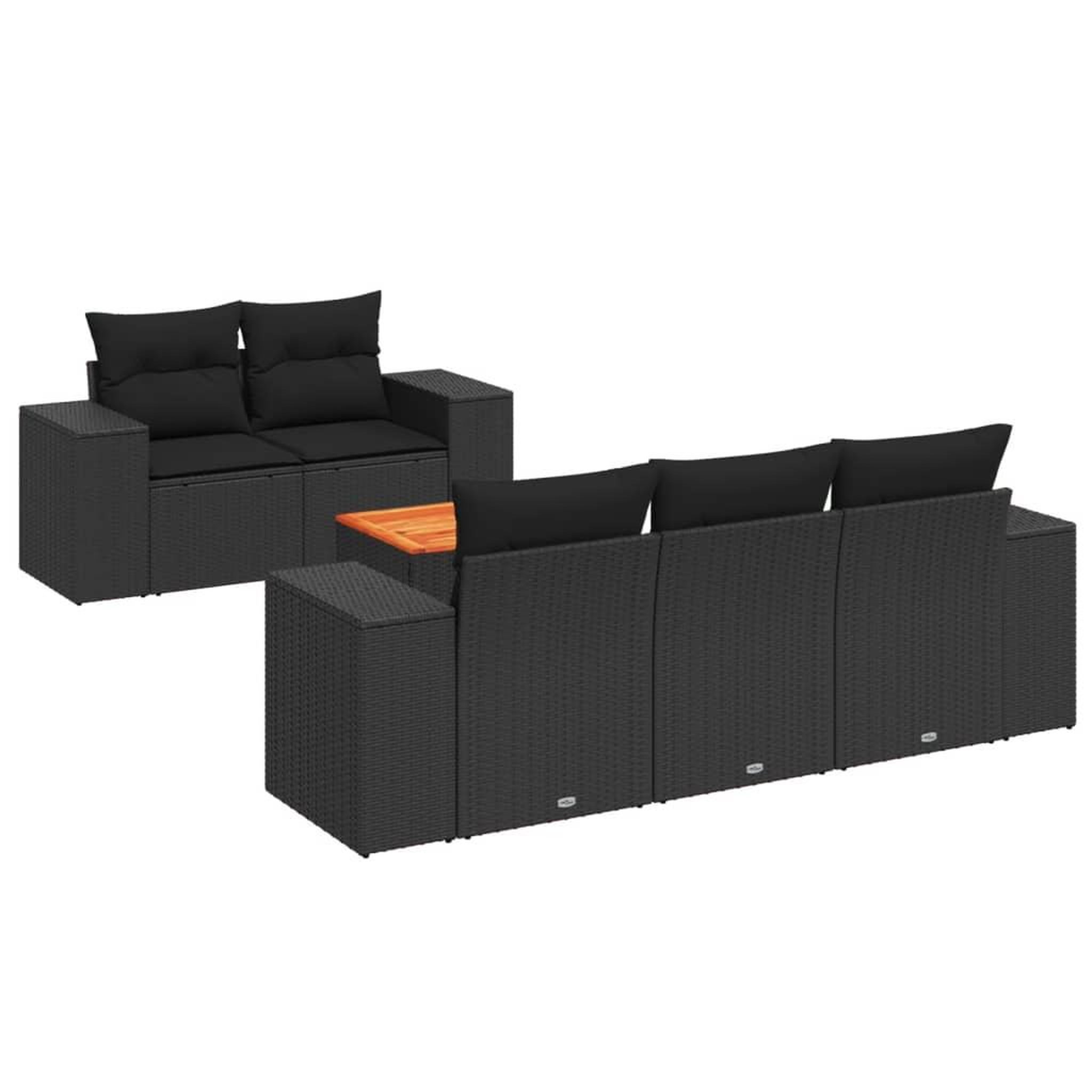 Voir la diapositive 2 : VIDAXL Salon de jardin 6 pcs avec coussins noir resine tressee