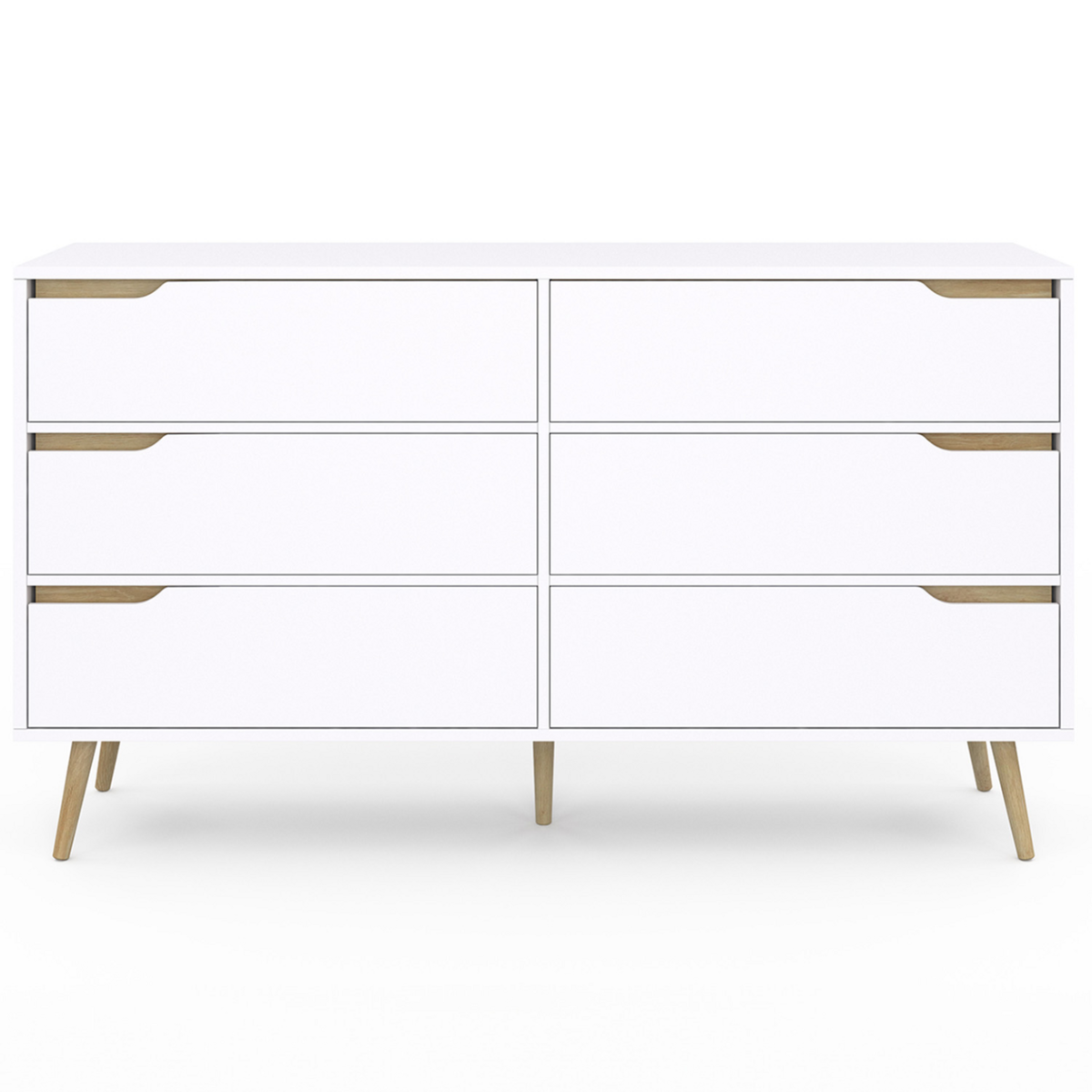 ID MARKET Commode 6 tiroirs HELSINKI XXL 140 cm scandinave blanc