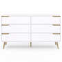 Voir la diapositive 3 : ID MARKET Commode 6 tiroirs HELSINKI XXL 140 cm scandinave blanc