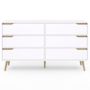 Voir la diapositive 3 : ID MARKET Commode 6 tiroirs HELSINKI XXL 140 cm scandinave blanc