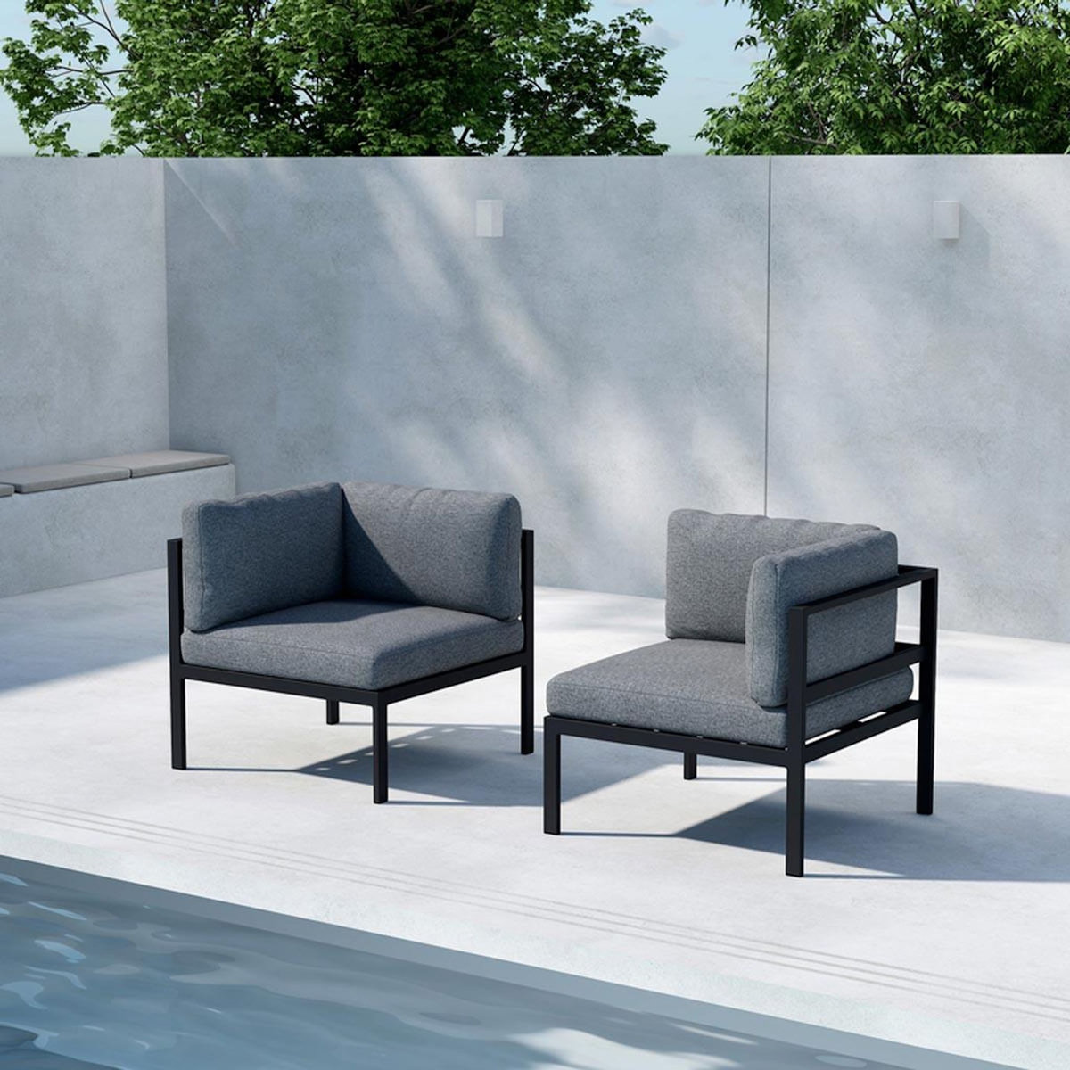 Paris Prix Module Canapé d'Angle de Jardin  Copacabana  74cm Noir