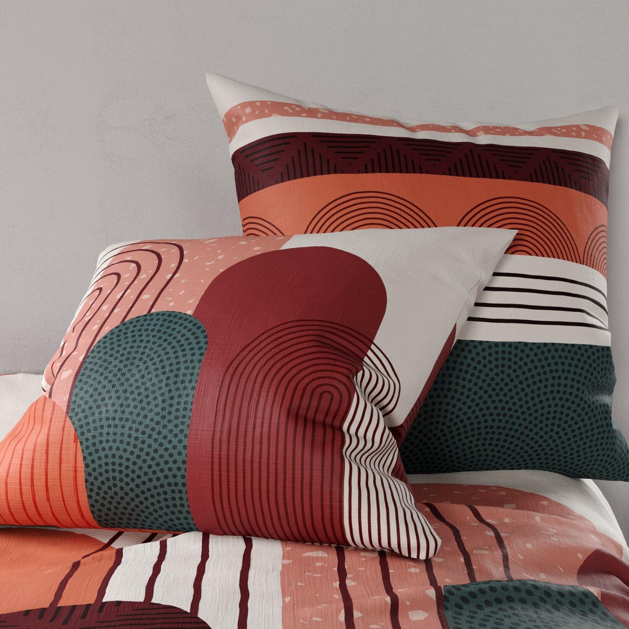 Voir la diapositive 3 : ATELIER DU COTON Parure housse de couette 100% coton 57fils galio