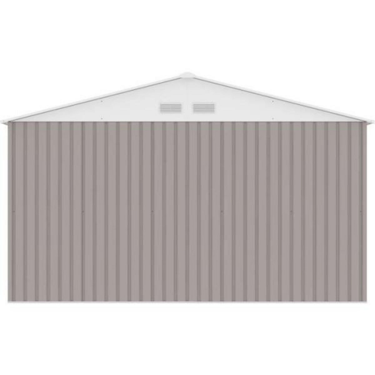 MARKET24 JUPITER Abri de jardin en métal 10,85 m² - 340 x 319 x 210 cm - Kit d'ancrage inclus, 2 portes coulissantes - Taupe