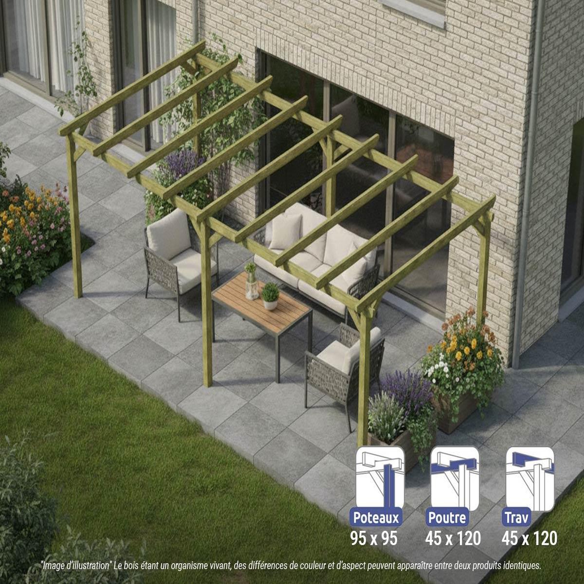 Voir la diapositive 1 : JARDIDECO Pergola massive en bois paris 600 x 300 cm - maderland