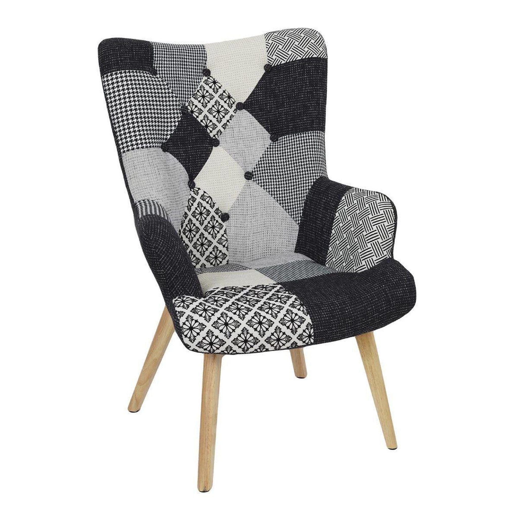 The Home Deco Factory Fauteuil Patchwork  Helsinki  71cm Noir