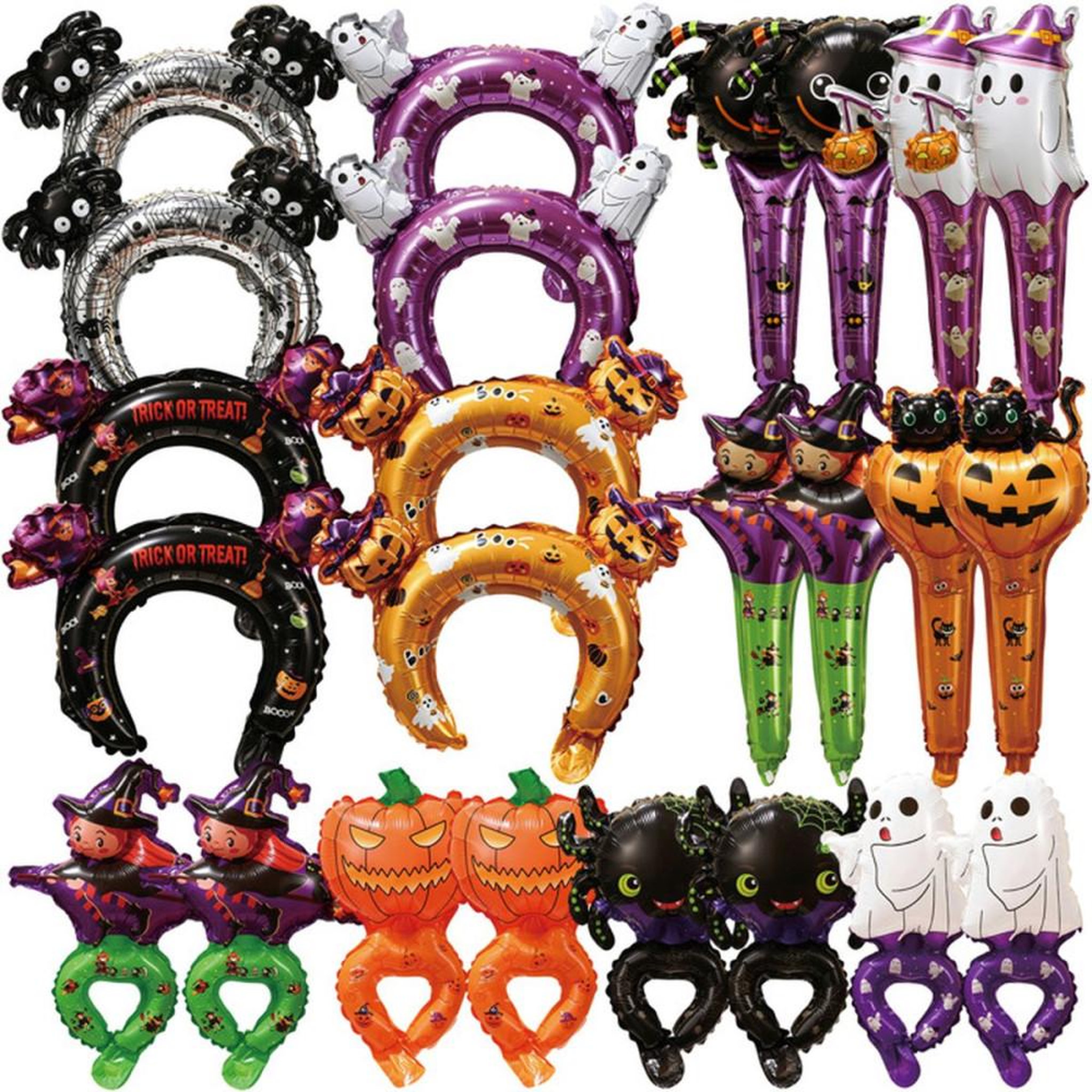 Ballons aluminium au foil Halloween, assortiment multicolore 25 cm (intérieur), 24 pièces