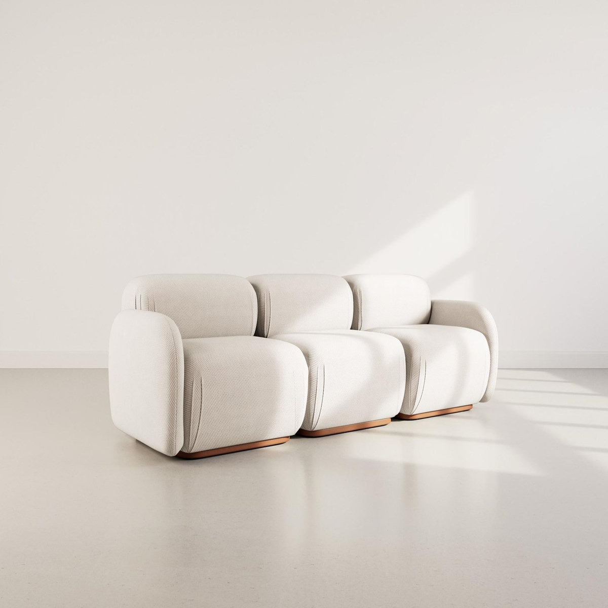 LISA DESIGN Penelope - canapé droit modulable 3 places en velours texturé