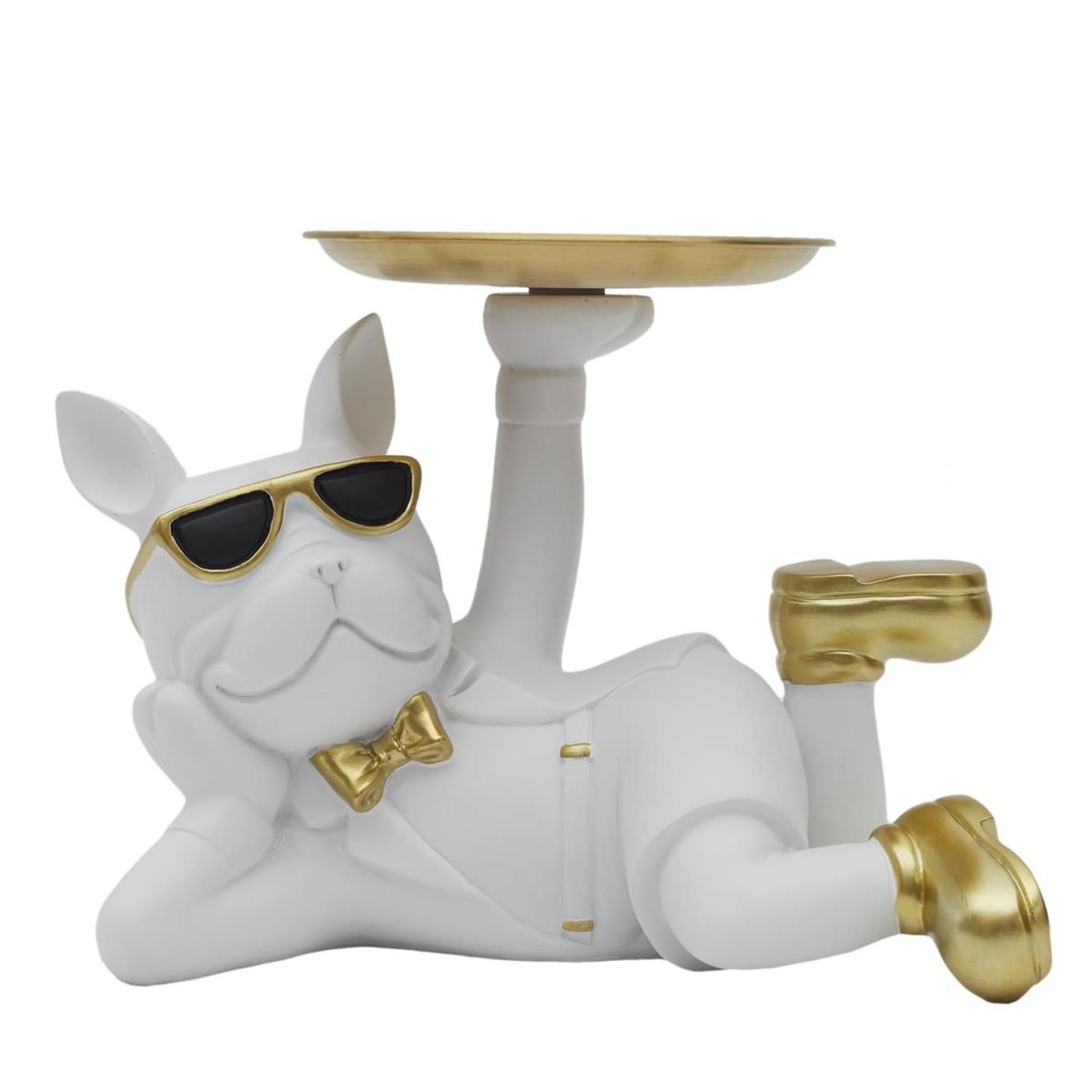 Voir la diapositive 2 : The Home Deco Factory Vide-poche statue  bulldog  27cm blanc