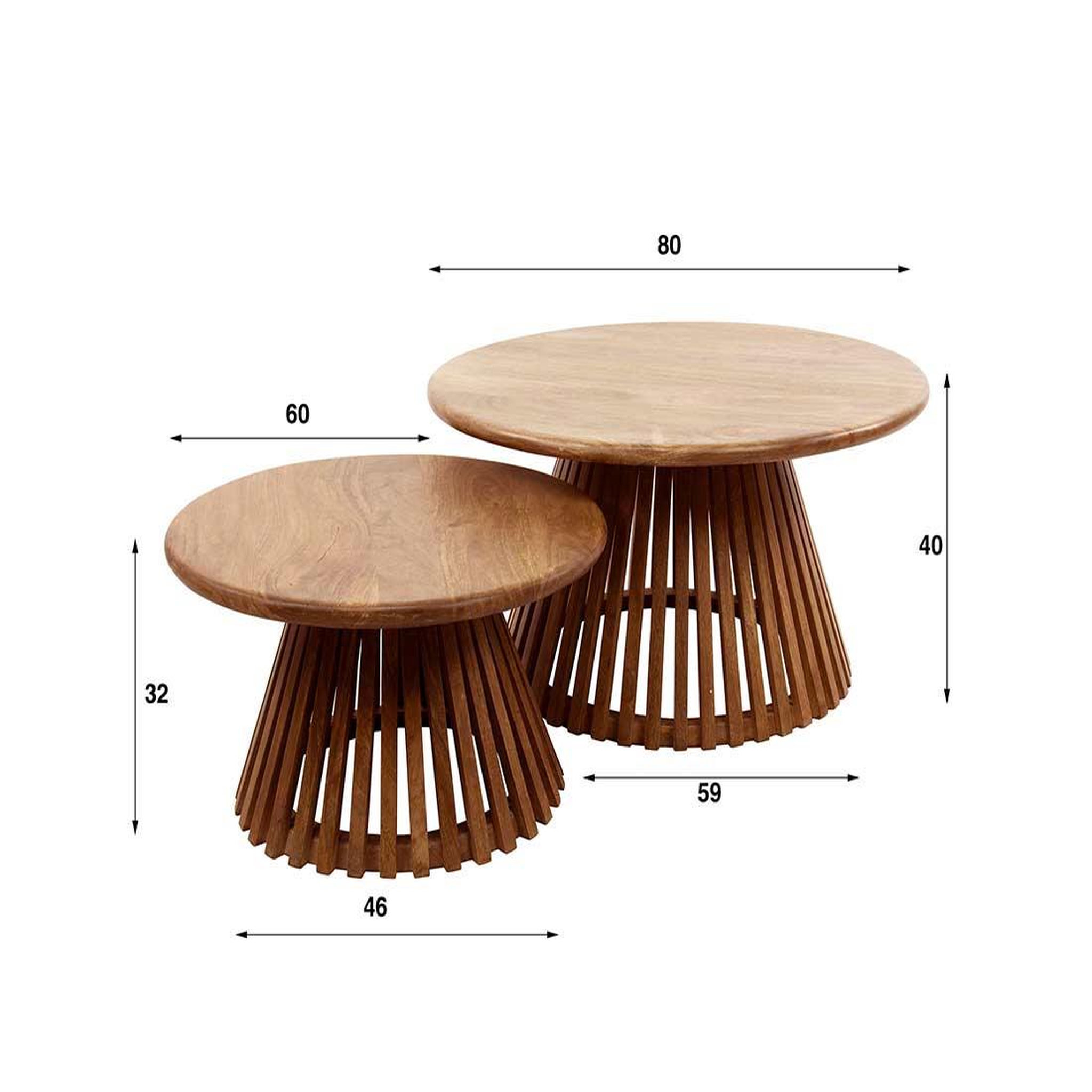 Voir la diapositive 4 : LISA DESIGN Kerala - lot de 2 tables basses gigognes - bois massif de manguier