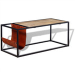 VIDAXL Table basse avec porte-revues Cuir veritable 110x50x45 cm
