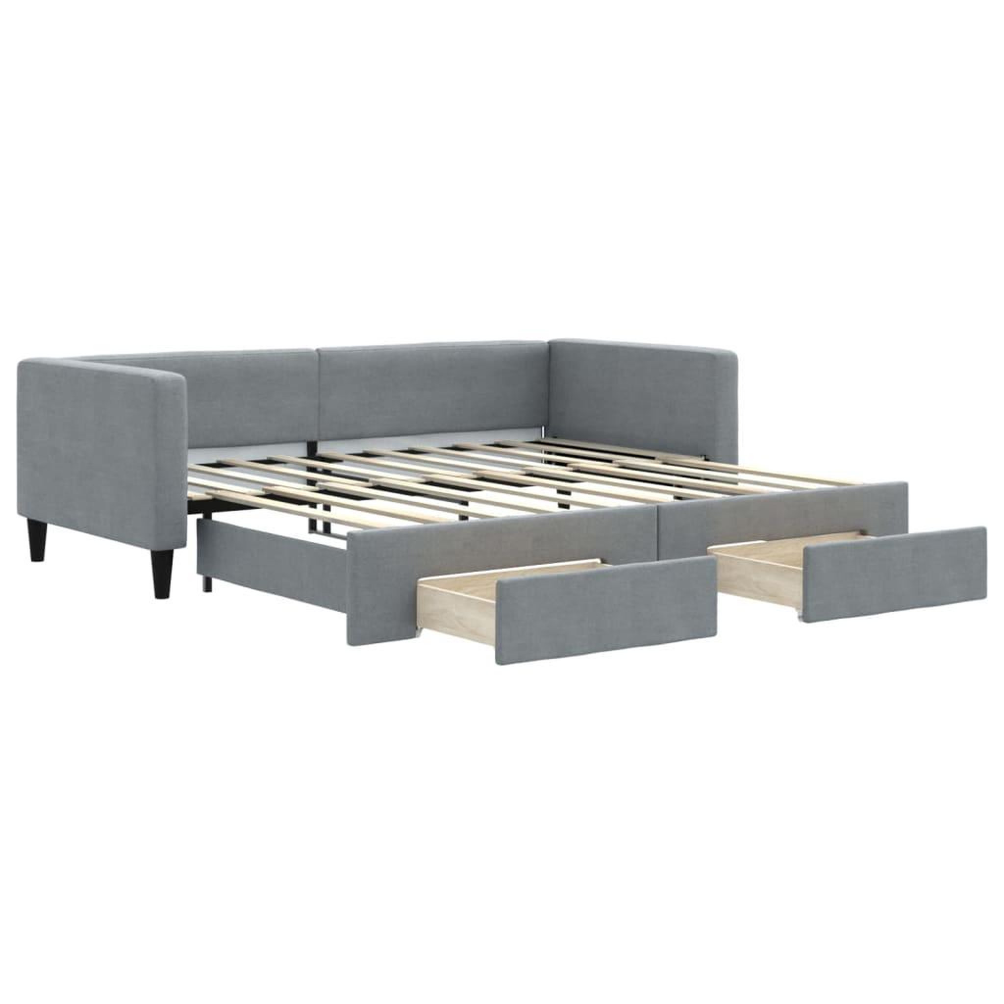 Voir la diapositive 2 : VIDAXL Lit de jour avec gigogne et tiroirs gris clair 90x190 cm tissu