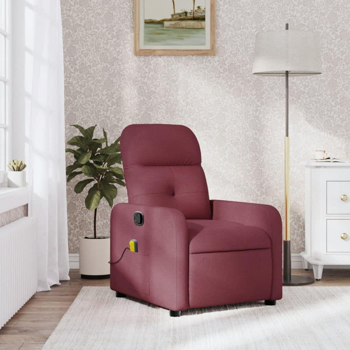 VIDAXL Fauteuil de massage inclinable Rouge bordeaux Tissu