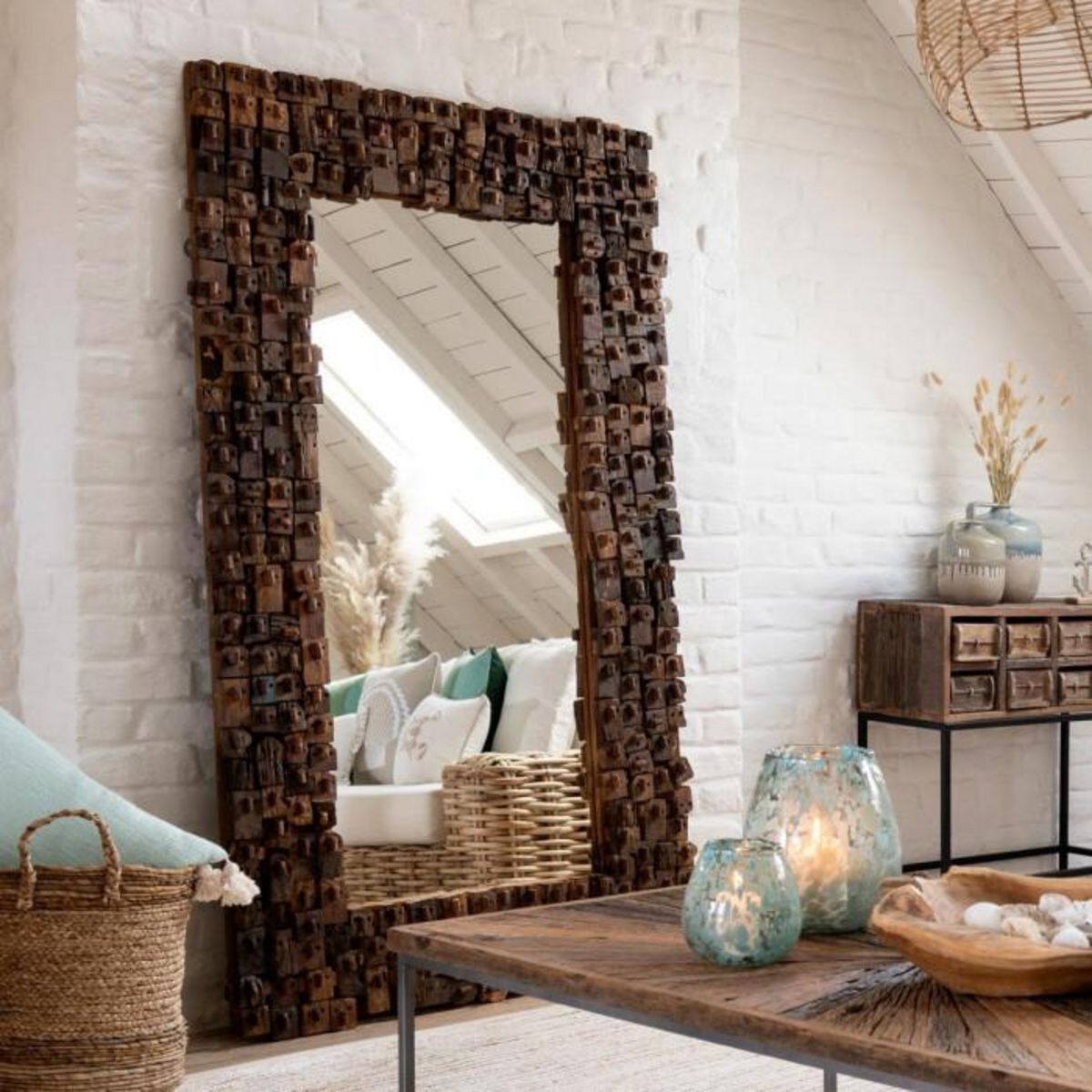 Paris Prix Miroir à Poser en Bois  Syma  180cm Marron