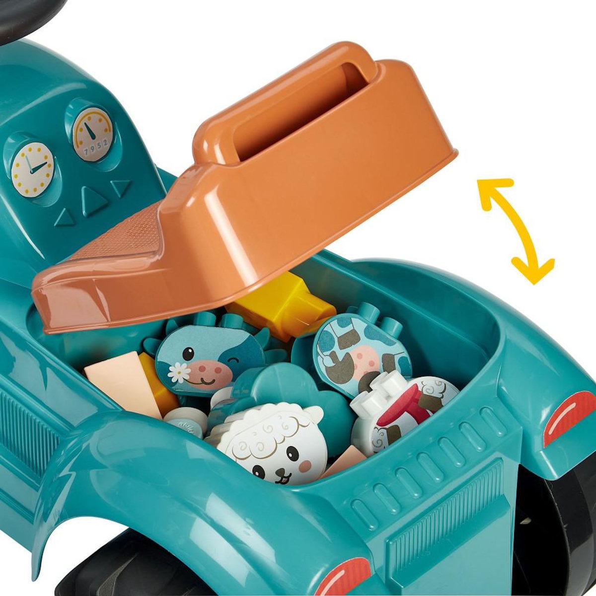 Ecoiffier Tracteur directionnel garni avec remorque - ECOIFFIER - 15 accessoires - De 12 a 36 mois