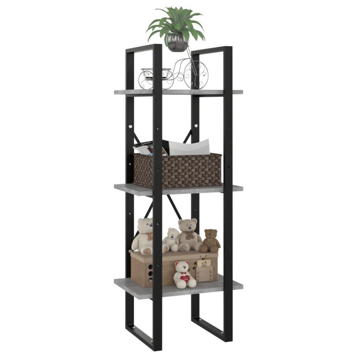 VIDAXL Bibliotheque a 3 niveaux gris beton 40x30x105cm bois ingenierie