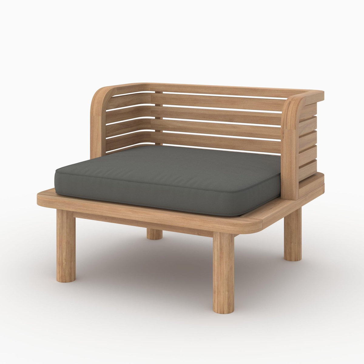 Rendez vous déco Salon de jardin 2 places en teck et tissu gris, 2 fauteuils-Kilda
