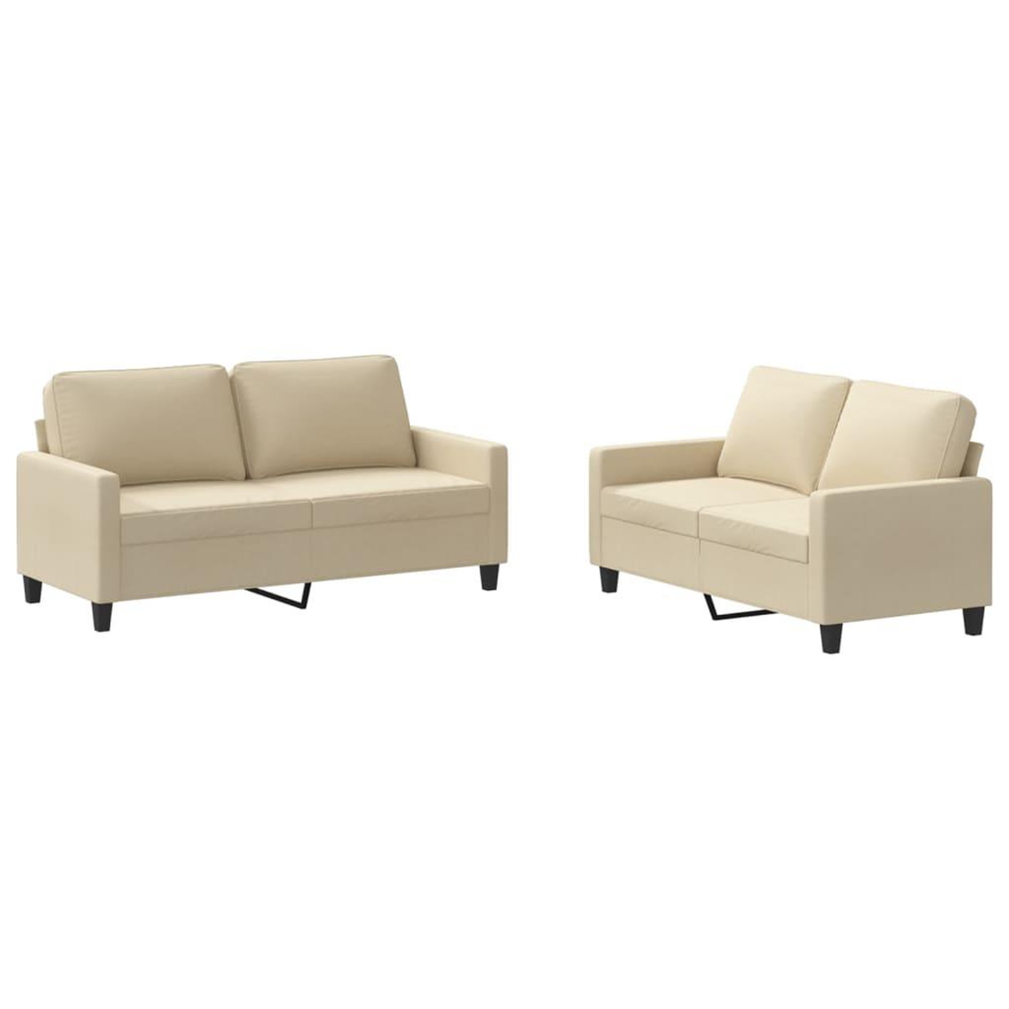 Voir la diapositive 2 : VIDAXL Ensemble de canapes 2 pcs avec coussins Creme Tissu