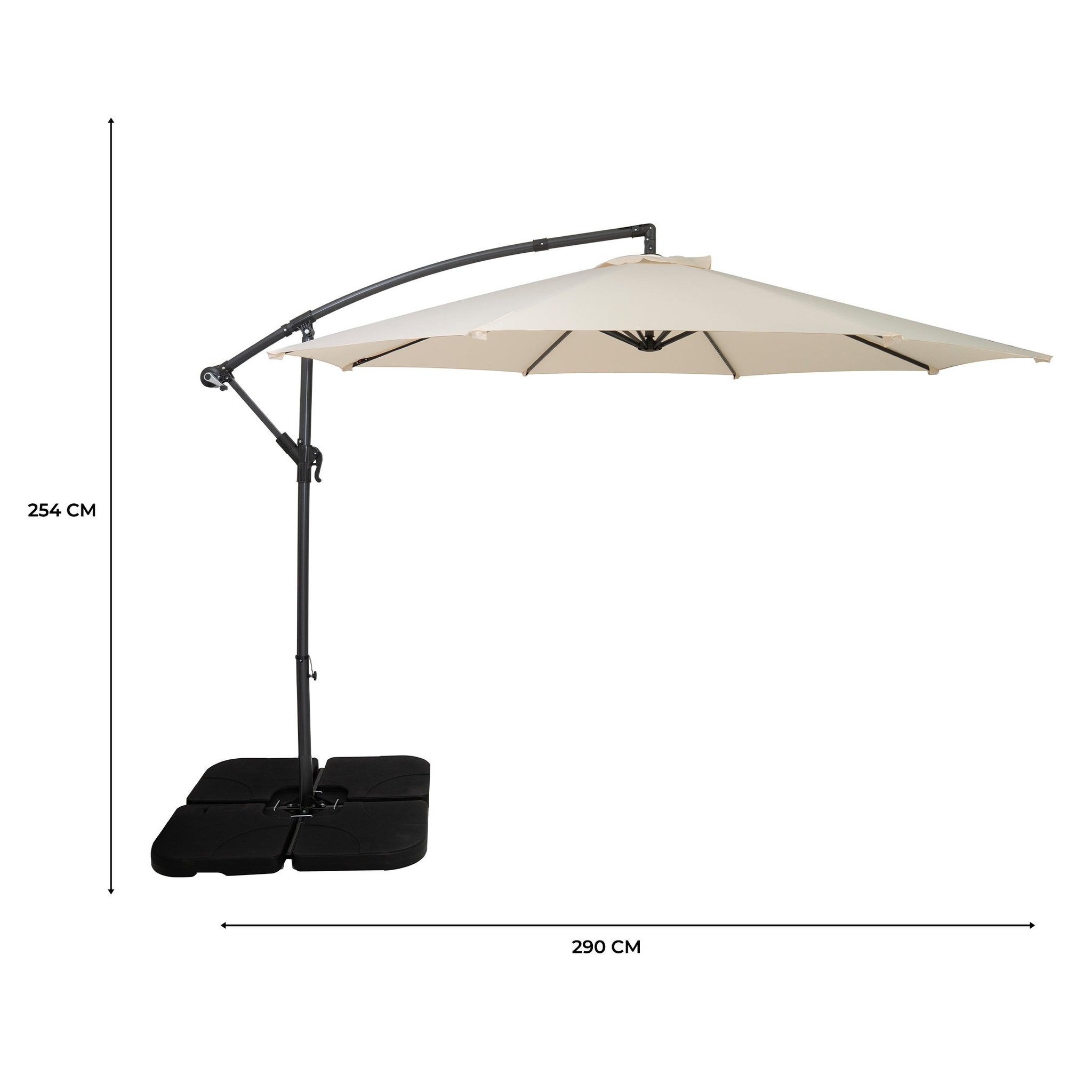 Voir la diapositive 5 : Monster Parasol Banane à Mât Déporté 3 m & Pied Carré