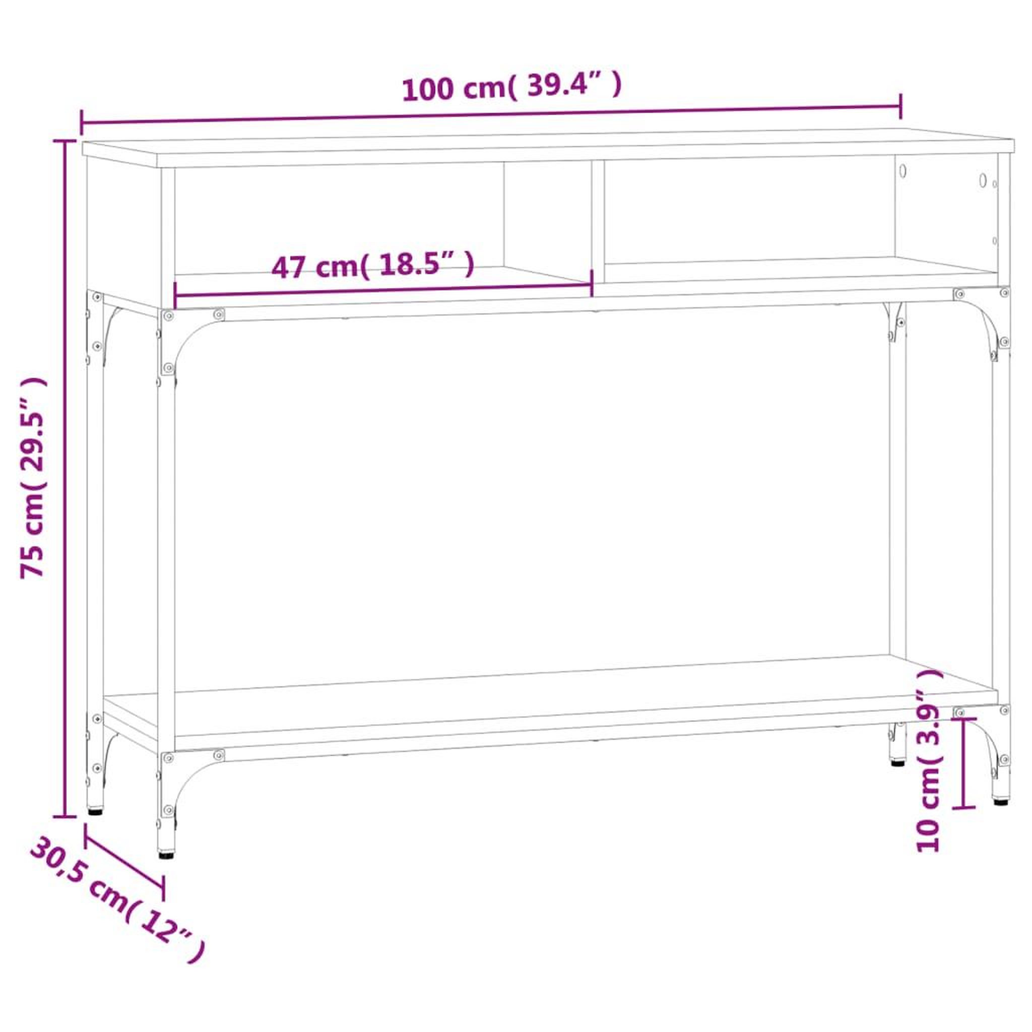 Voir la diapositive 6 : VIDAXL Table console noir 100x30,5x75 cm bois d'ingenierie