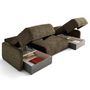 Voir la diapositive 3 : LISA DESIGN Apolline - canapé panoramique en u 7 places convertible avec coffres en tissu moucheté