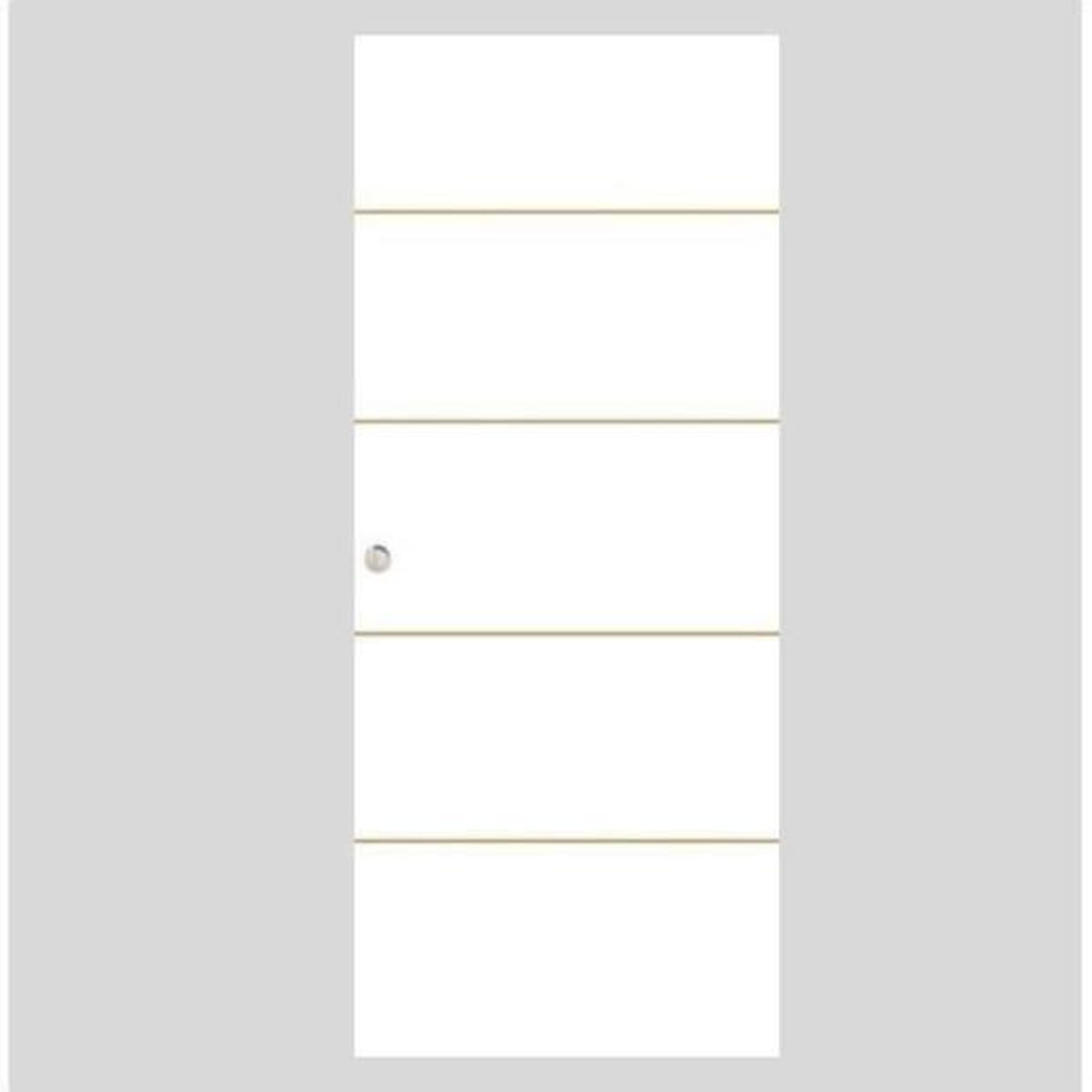 Voir la diapositive 3 : OPTIMUM Optimum - kit porte coulissante + rail + bandeau atelier - h.204xl.83xp.4 cm - blanche lignée