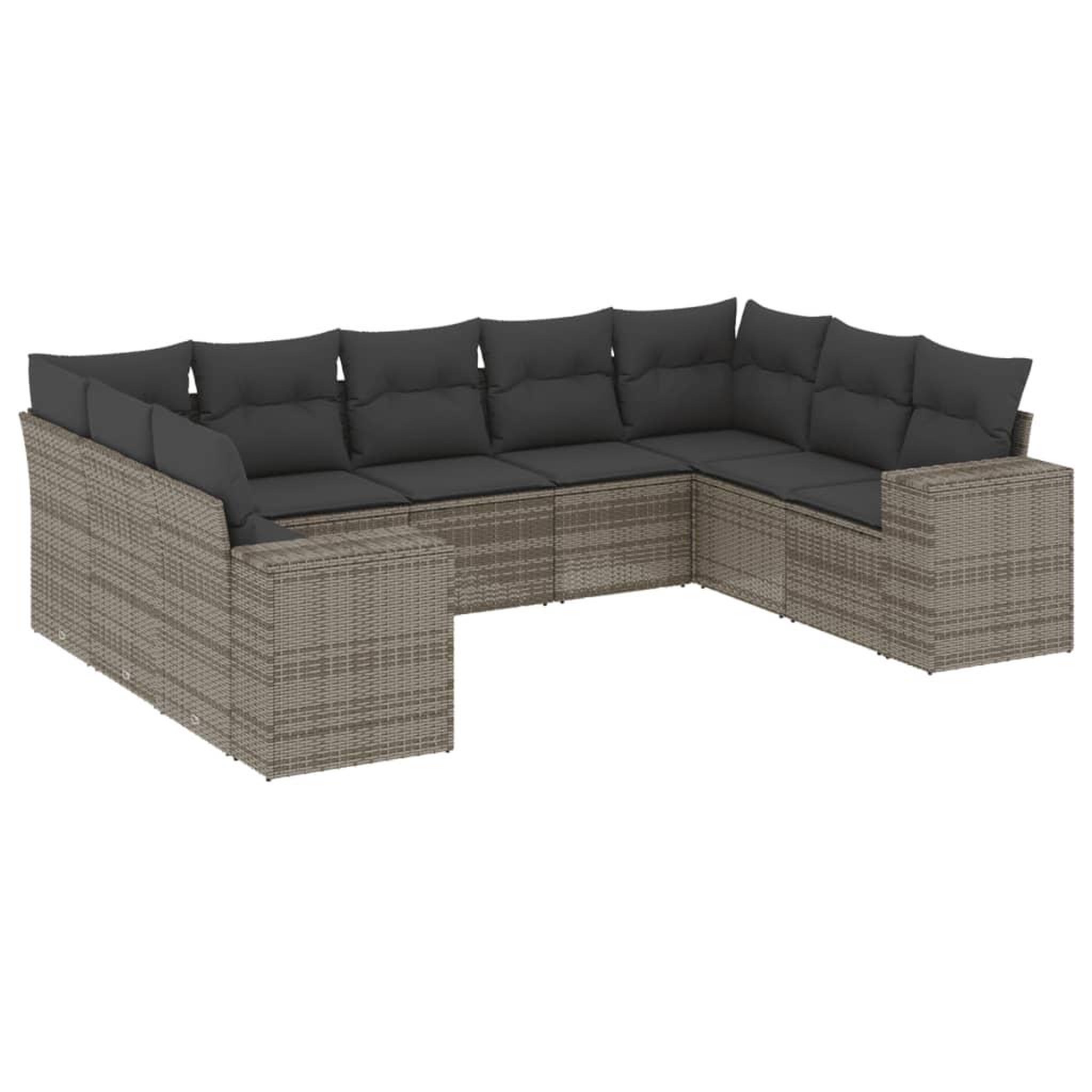 Voir la diapositive 2 : VIDAXL Salon de jardin 9 pcs avec coussins gris resine tressee