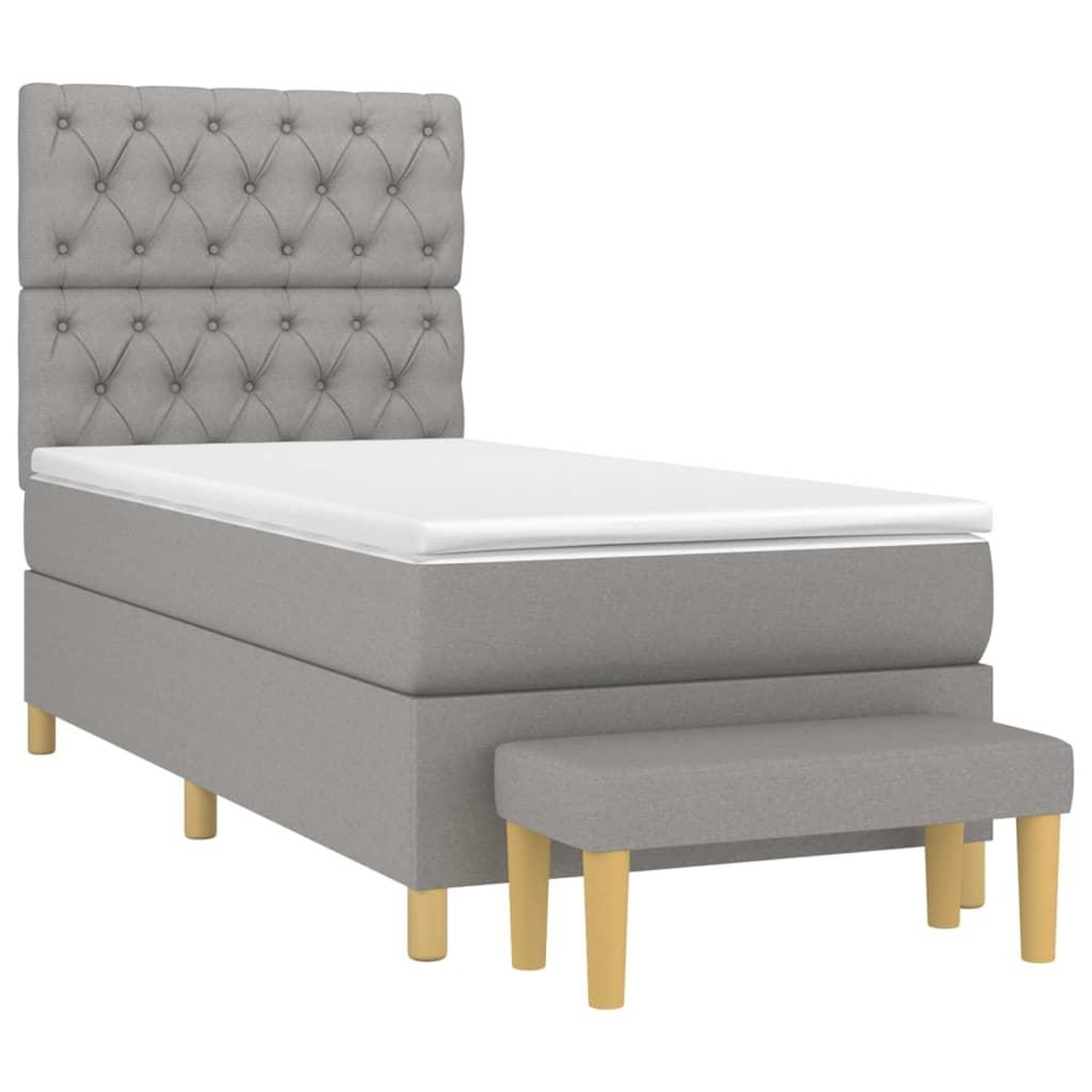 Voir la diapositive 3 : VIDAXL Sommier a lattes de lit avec matelas Gris clair 80x200 cm Tissu