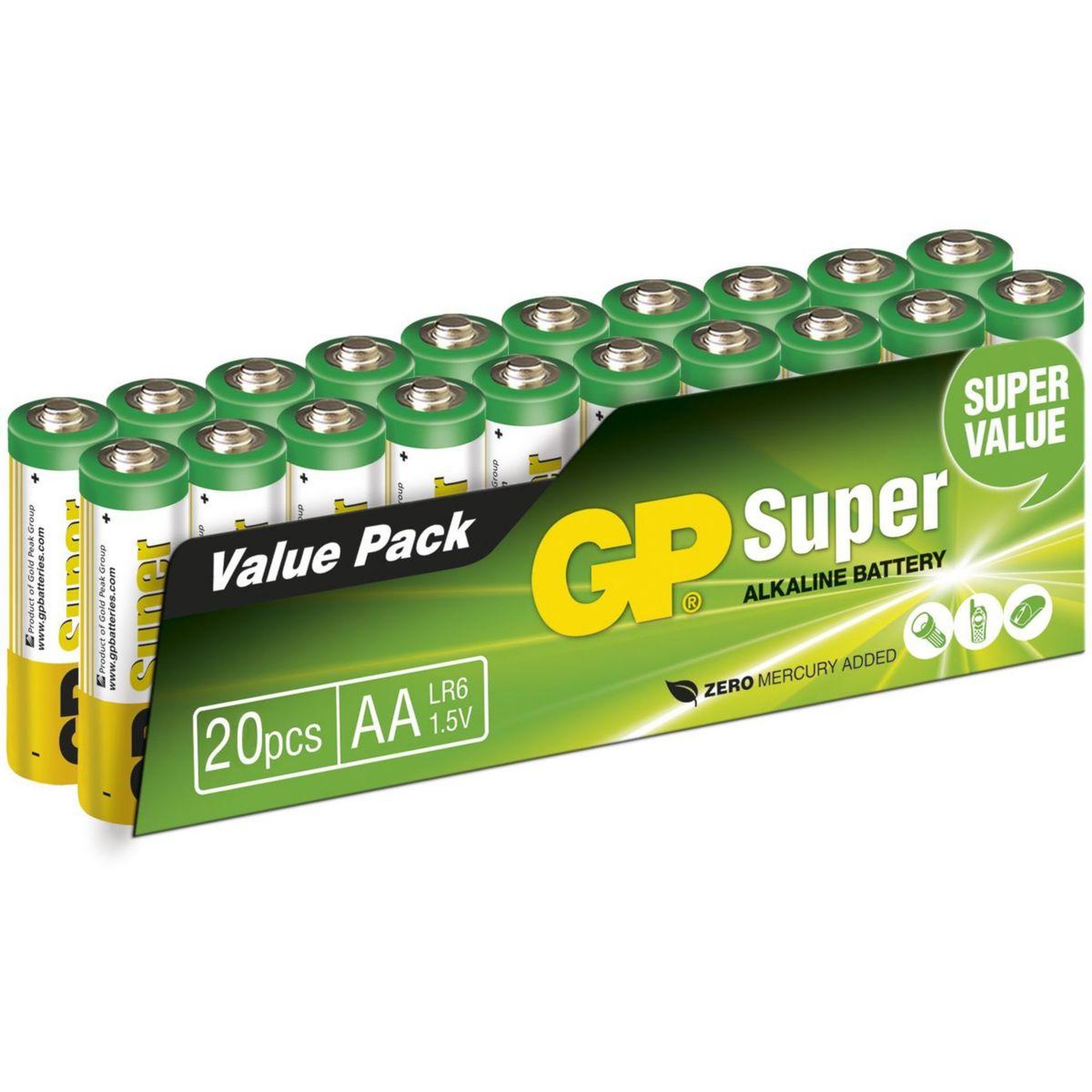 Voir la diapositive 1 : GP BATTERIES Pile Pack de 20 piles Super Alcaline AA/LR6