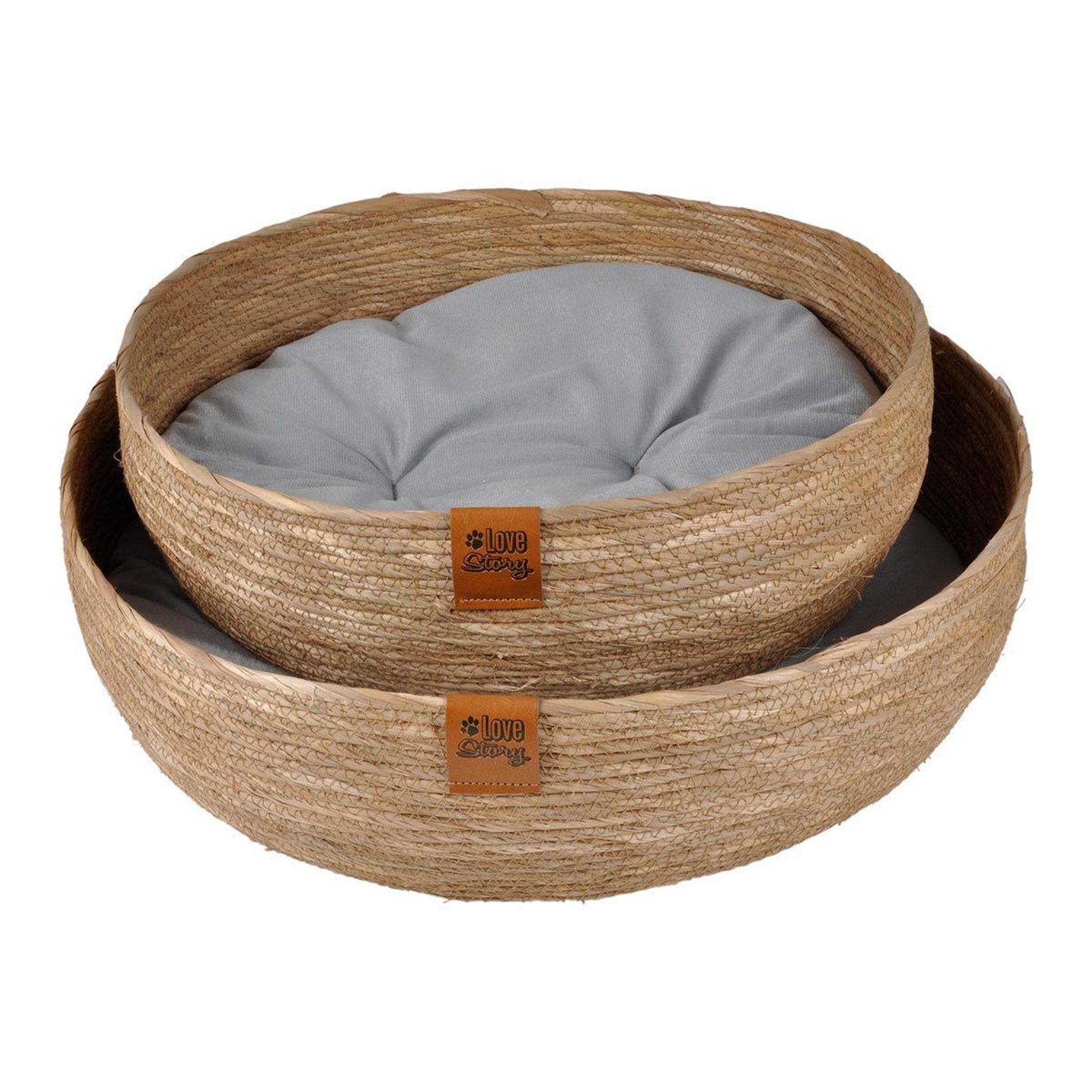 LOVE STORY Lot de 2 paniers pour chien & chat  nomade  50cm naturel