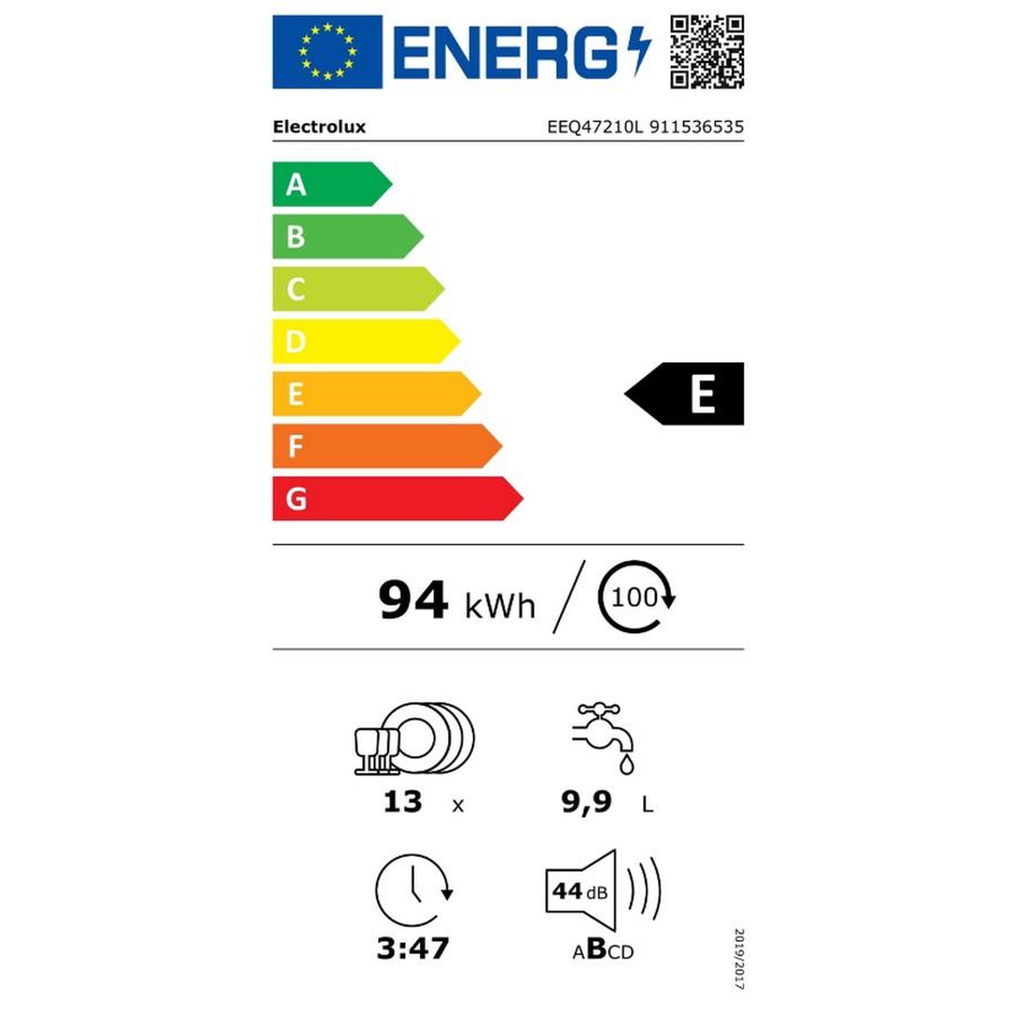 Voir la diapositive 2 : ELECTROLUX Lave-vaisselle 60cm 13 couverts 44db tout intégrable - eeq47210l1