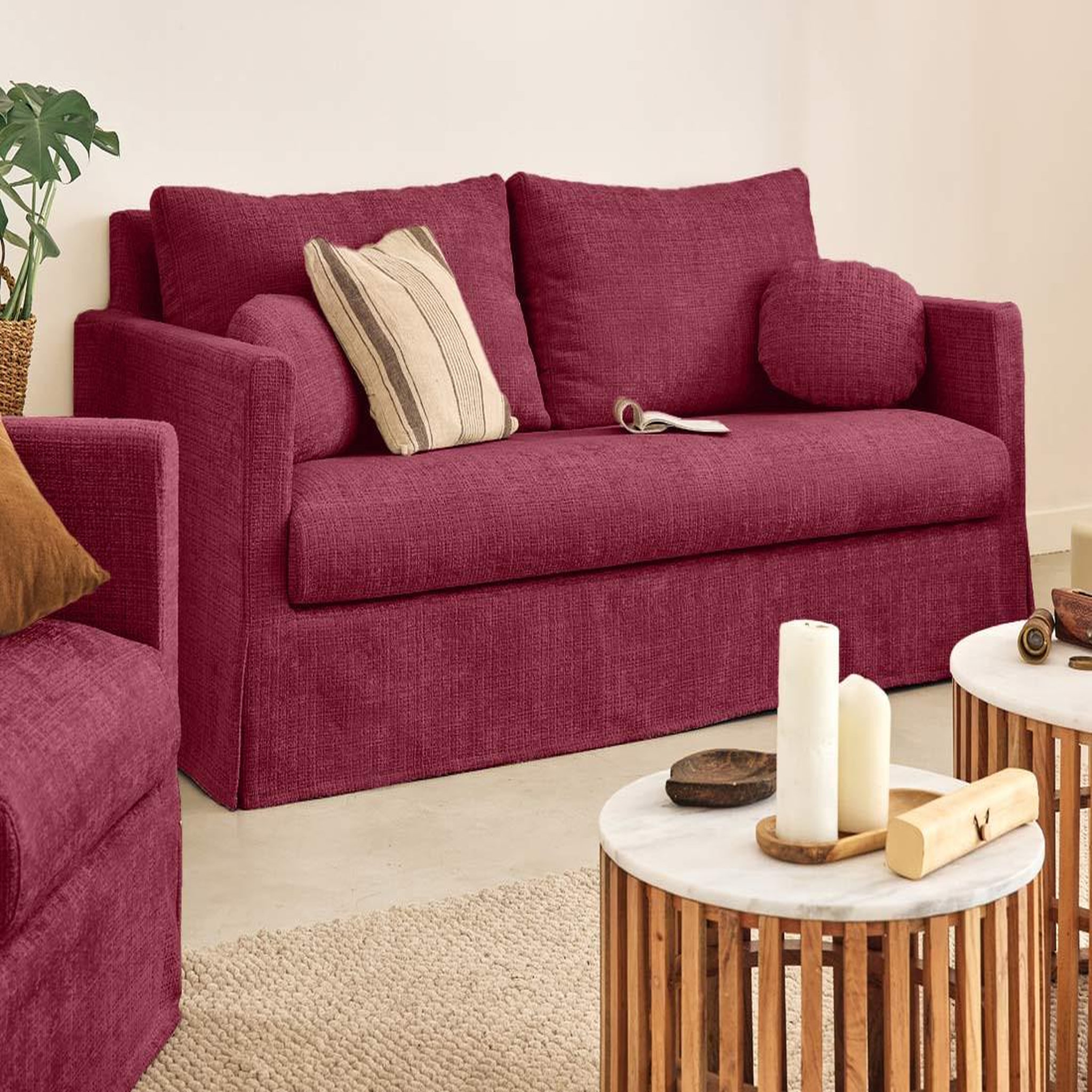 Voir la diapositive 2 : LISA DESIGN Serena - canapé droit déhoussable 3 places en velours texturé