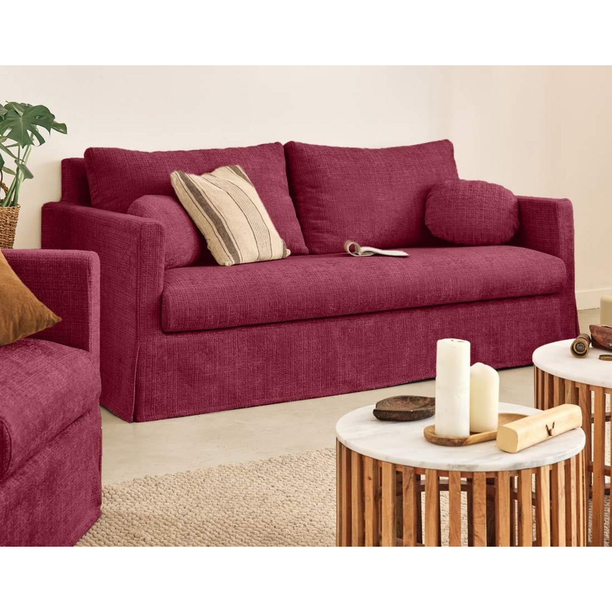 LISA DESIGN Serena - canapé droit déhoussable 3 places en velours texturé