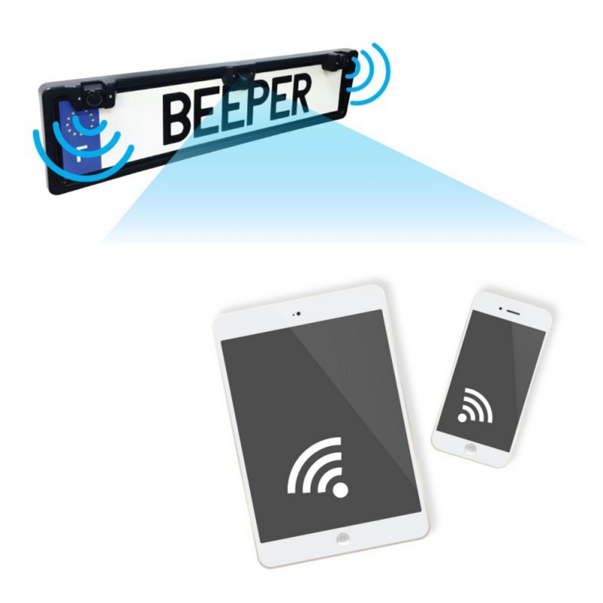 BEEPER Kit vidéo & radar de recul WIFI avec support de plaque H4WIFI
