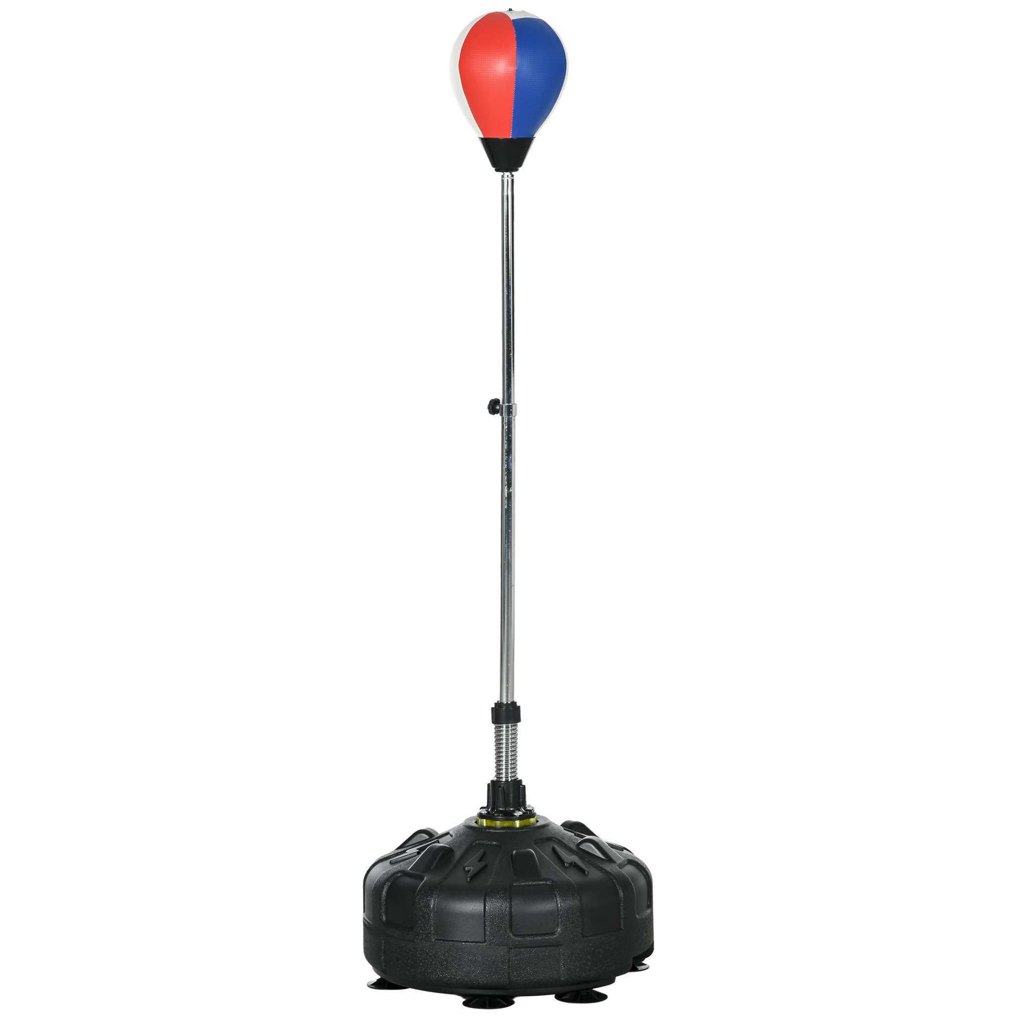 HOMCOM Punching ball sur pied hauteur réglable H.147 -165cm - ressort central, socle ventouses - bleu blanc rouge