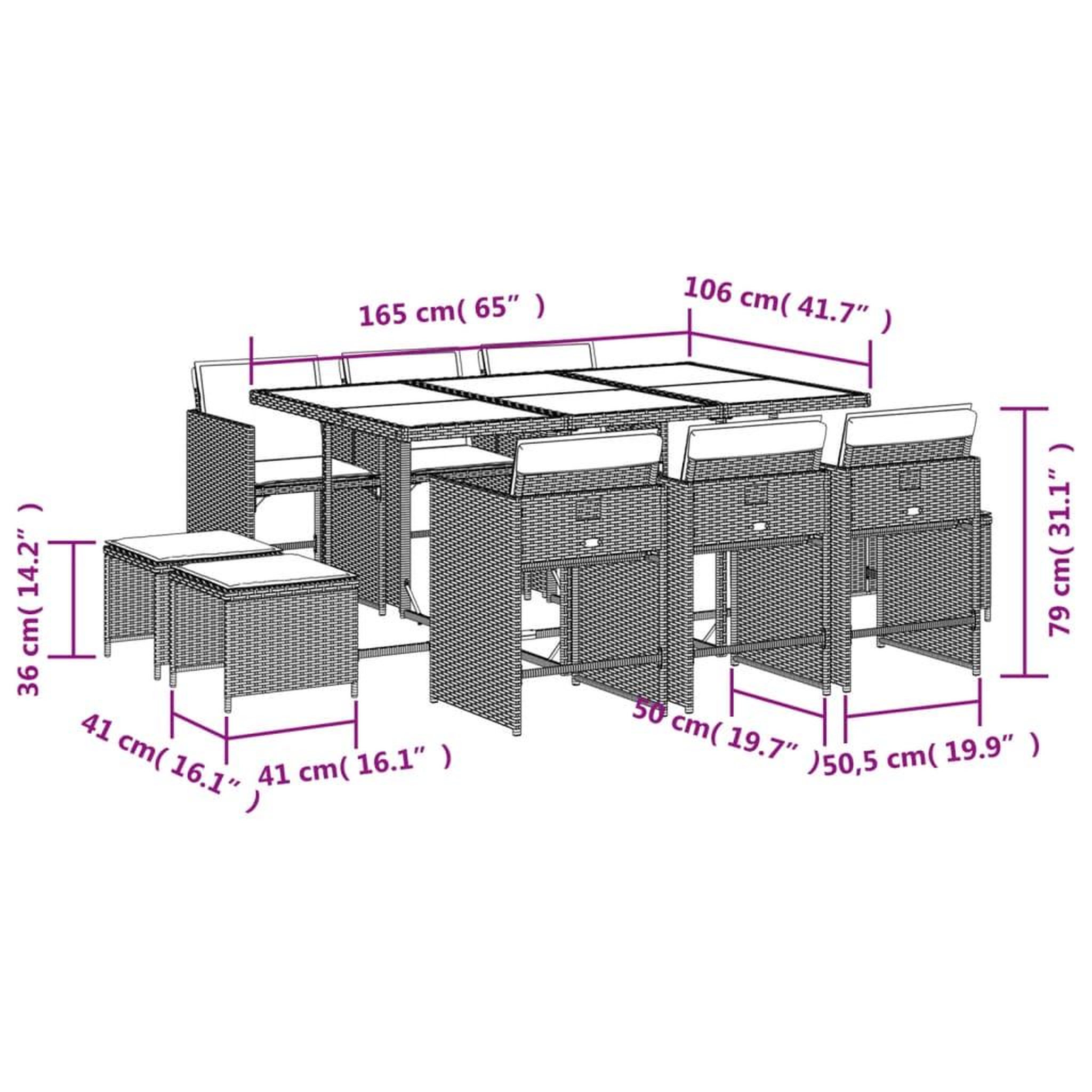 Voir la diapositive 6 : VIDAXL Ensemble a manger de jardin 11 pcs coussins noir resine tressee