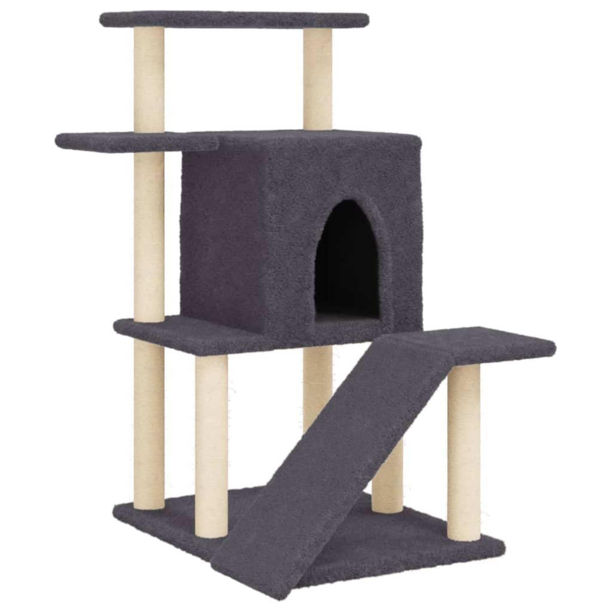 Voir la diapositive 2 : VIDAXL Arbre a chat avec griffoirs en sisal gris fonce 97 cm