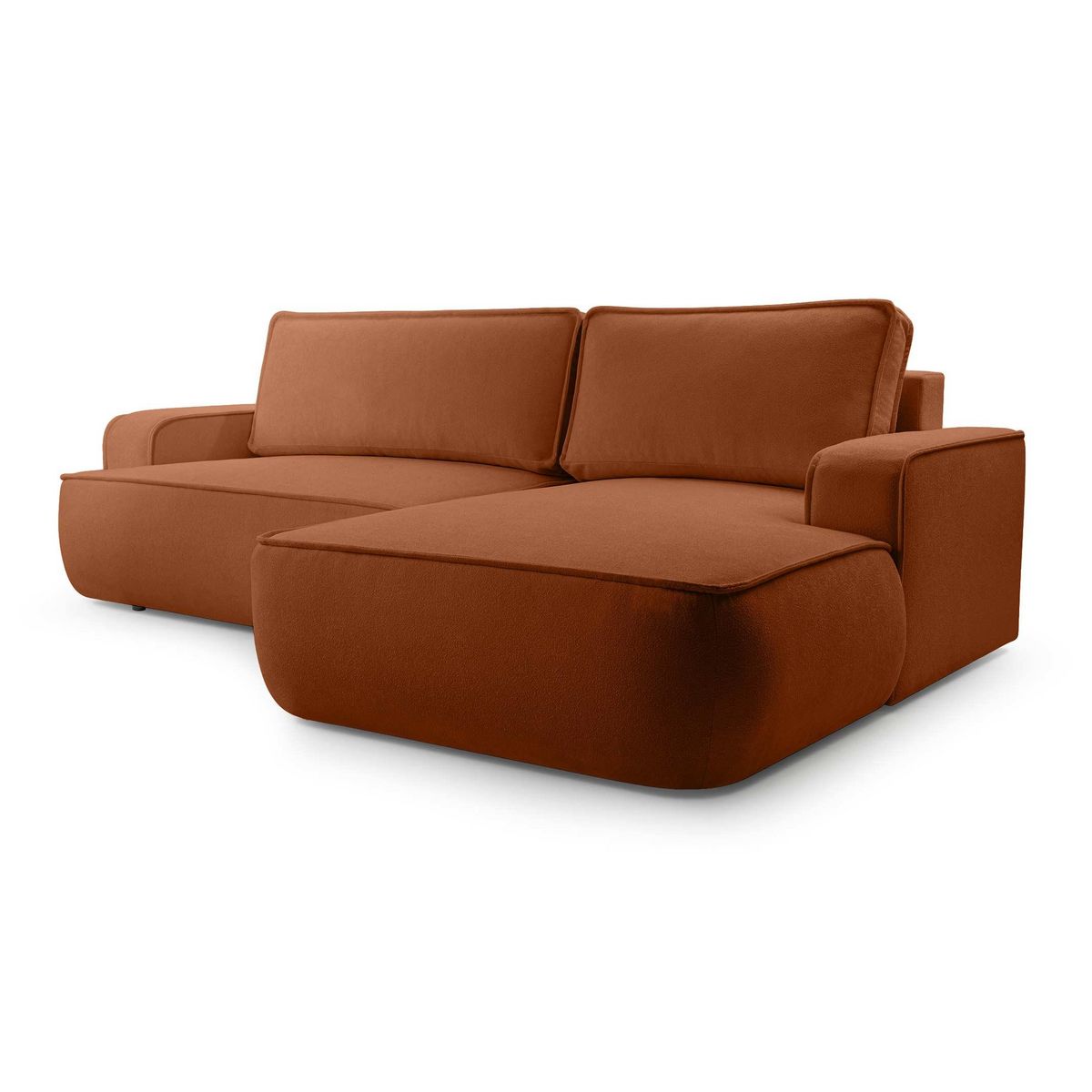 BEST MOBILIER Nessino - canapé d'angle droit 4 places - convertible avec coffre - en tissu texturé