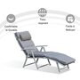 Voir la diapositive 5 : OUTSUNNY Bain de soleil pliable transat inclinable 7 positions chaise longue grand confort avec matelas + accoudoirs métal époxy textilène polyester gris