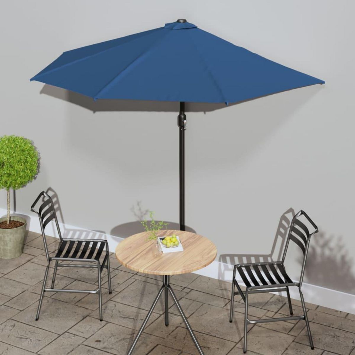VIDAXL Parasol de balcon avec mat en aluminium Bleu 270x144x222cm Demi