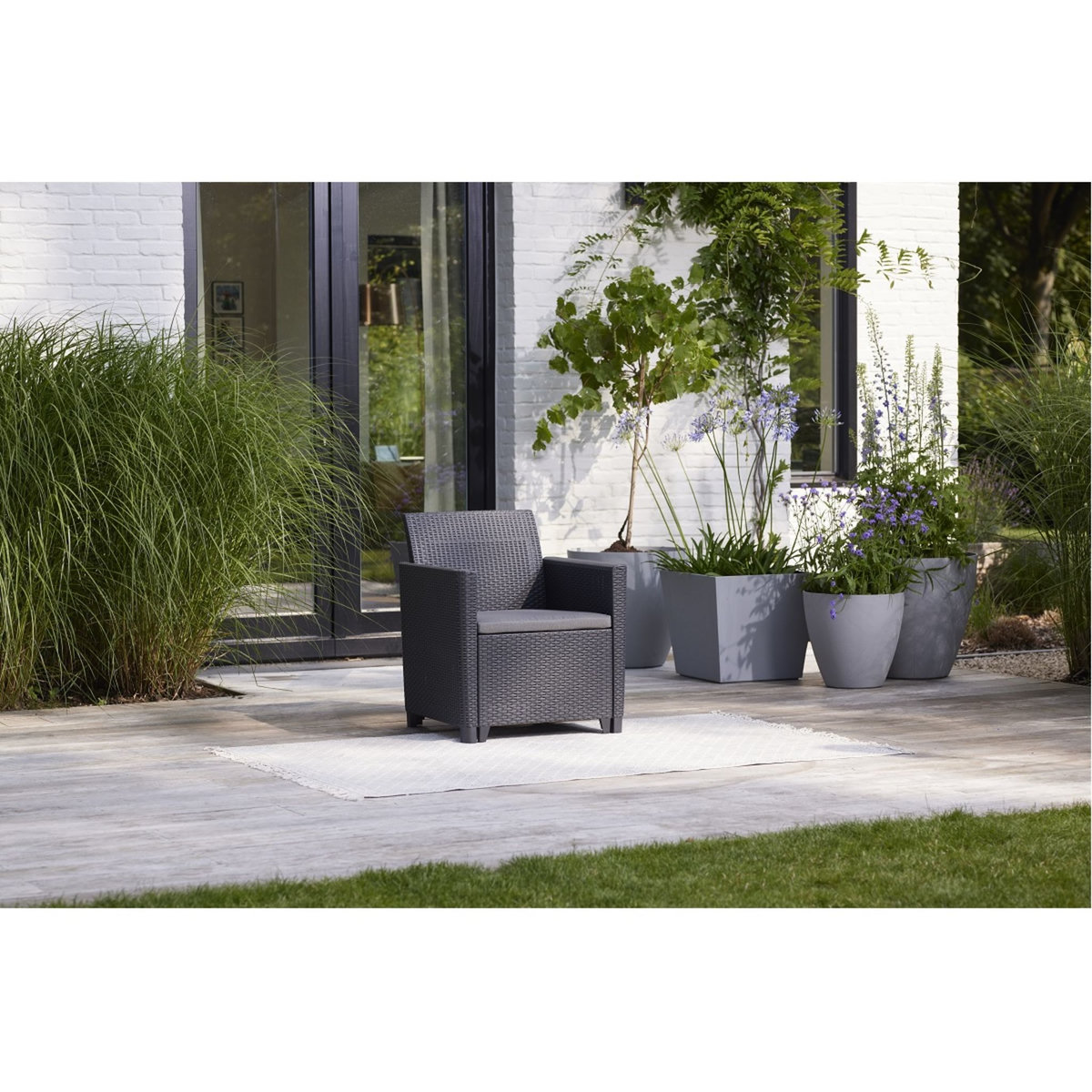 ALLIBERT by KETER Salon bas de jardin 4 personnes gris graphite CLAIRE