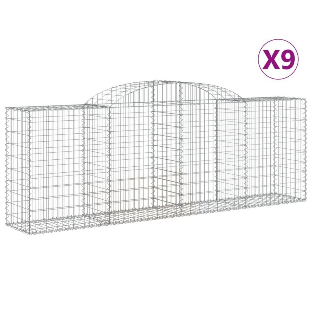 VIDAXL Paniers a gabions arques 9 pcs 300x50x100/120 cm fer galvanise