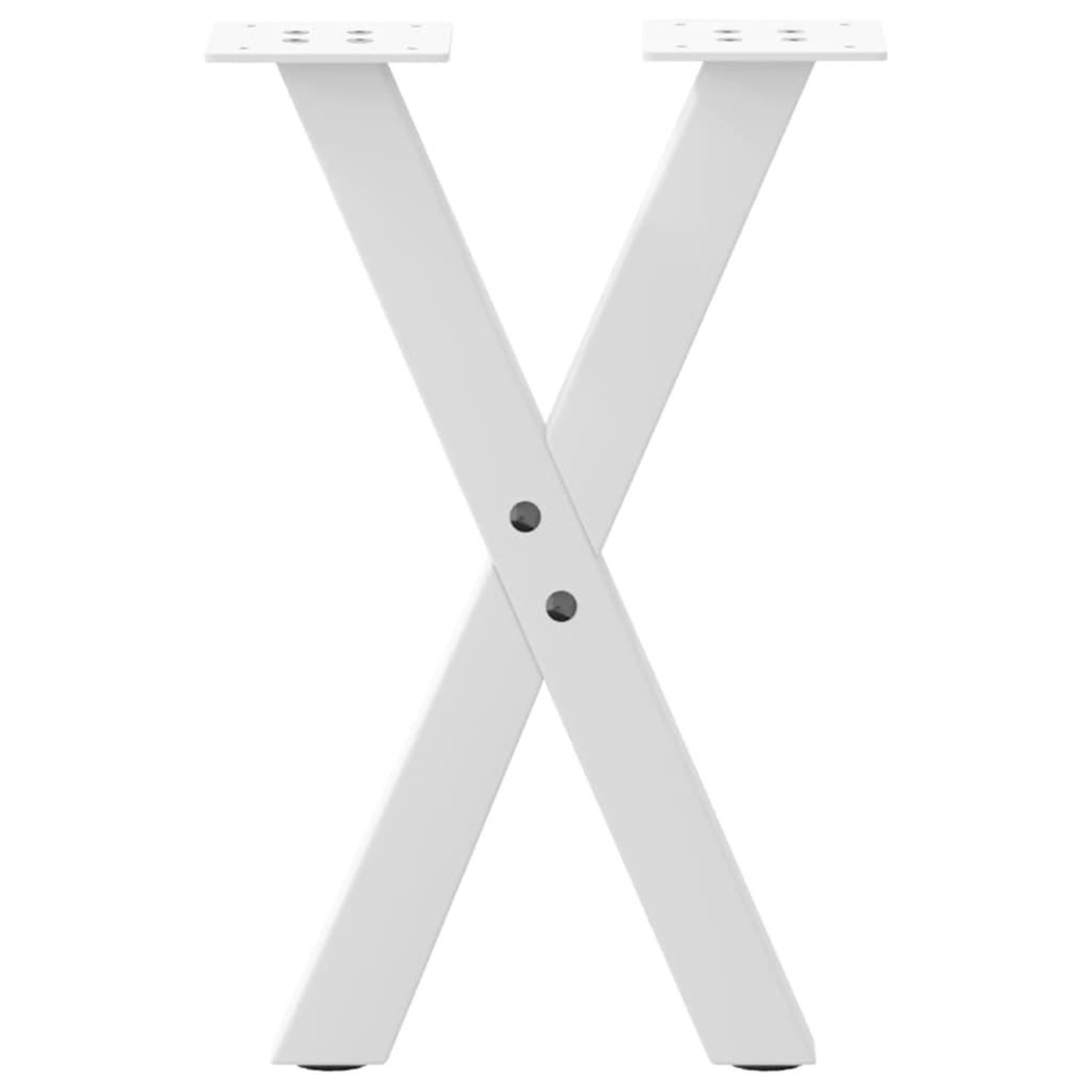 Voir la diapositive 5 : VIDAXL Pieds de table basse forme de X 2 pcs blanc 28x(42-43) cm acier