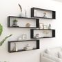 Voir la diapositive 1 : VIDAXL Etageres cube murales 4 pcs noir 100x15x30 cm bois d'ingenierie